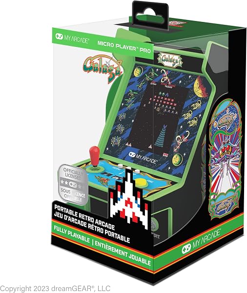 My Arcade Galaga マイクロプレイヤープロ 2ゲームイン1 ミニアーケードマシン 完全遊動 6.75インチ コレクタブルカラー ディスプレイ - 1