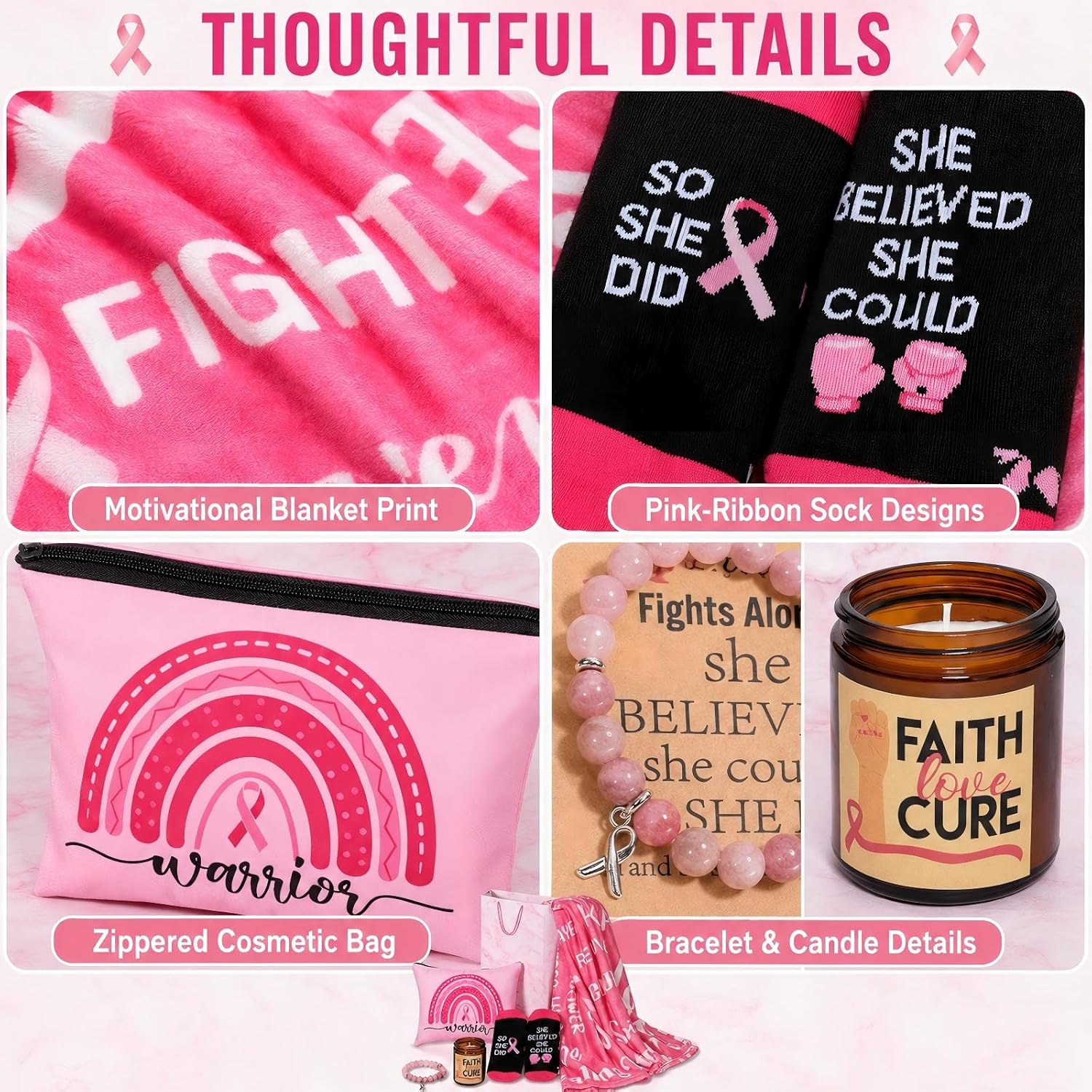 Tioncy 8 Pcs Breast Cancer Survivor Gifts for Women, Cancer Care Packages image 4