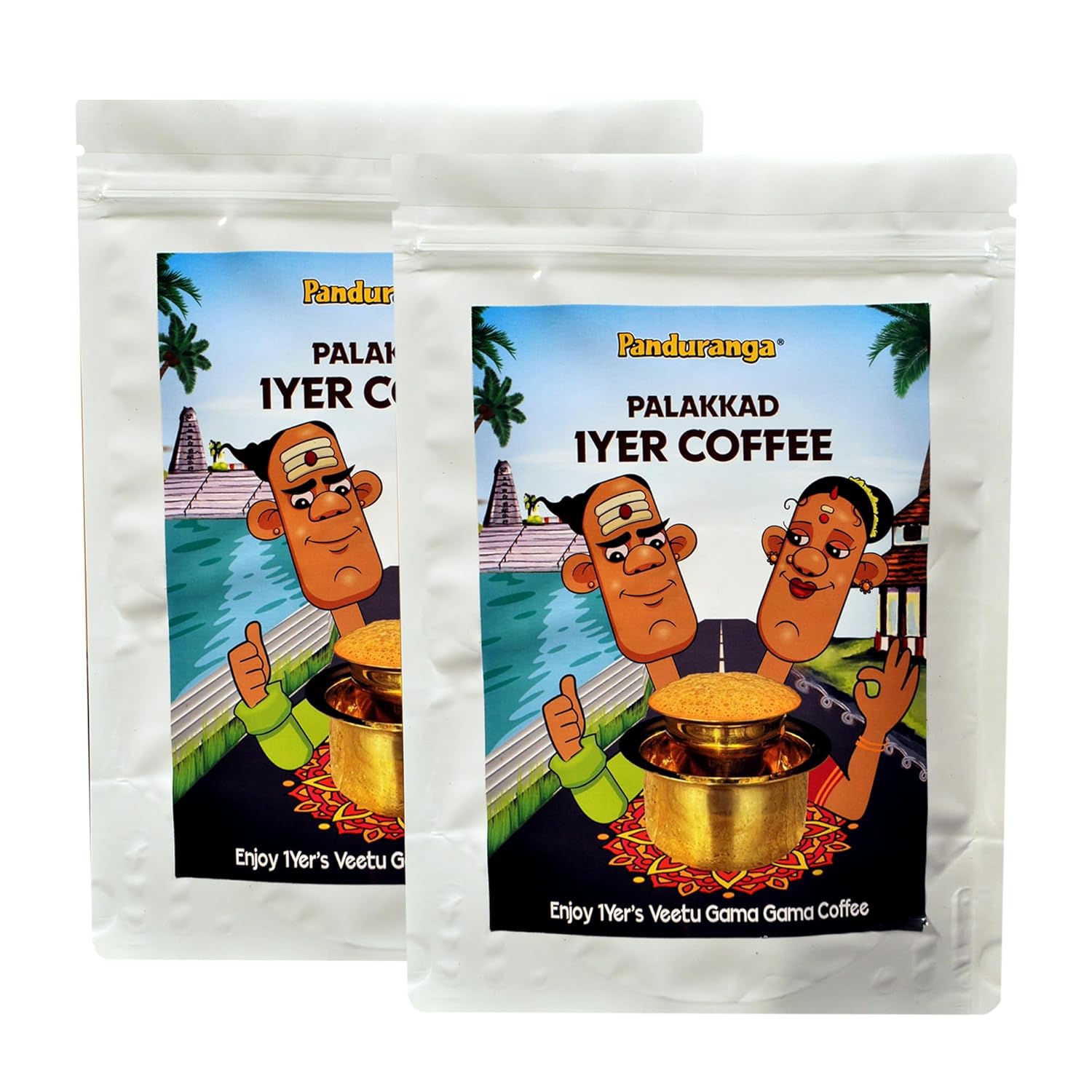 Panduranga Palakkad Iyer Coffee - Authentic South Indian Filter Coffee with Rich Aroma & Traditional Taste | Chicory Blend | 500g Pack of 2