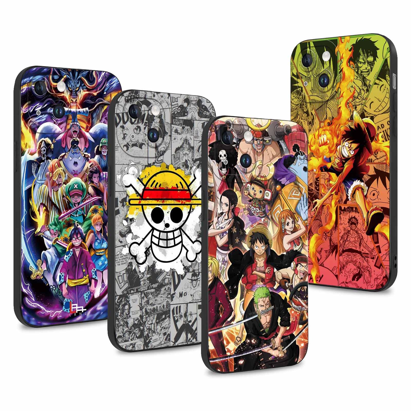 Set 4 Custodie Per IPhone 14 Pro 6.1'' Con Personaggi Anime – Manga Zoro E Gear 5 Sun God Nika, Antiurto, Protezione Lenti, Silicone TPU