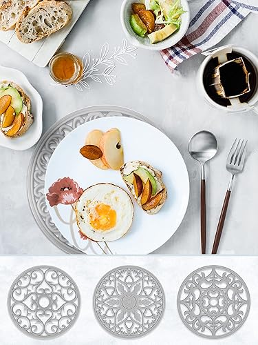 Miniatura 3 de SMARTAKE Juego de 3 tapetes de silicona para salvamanteles, multiusos, tallados, aislados, antideslizantes, duraderos, tapetes de cocina flexibles y