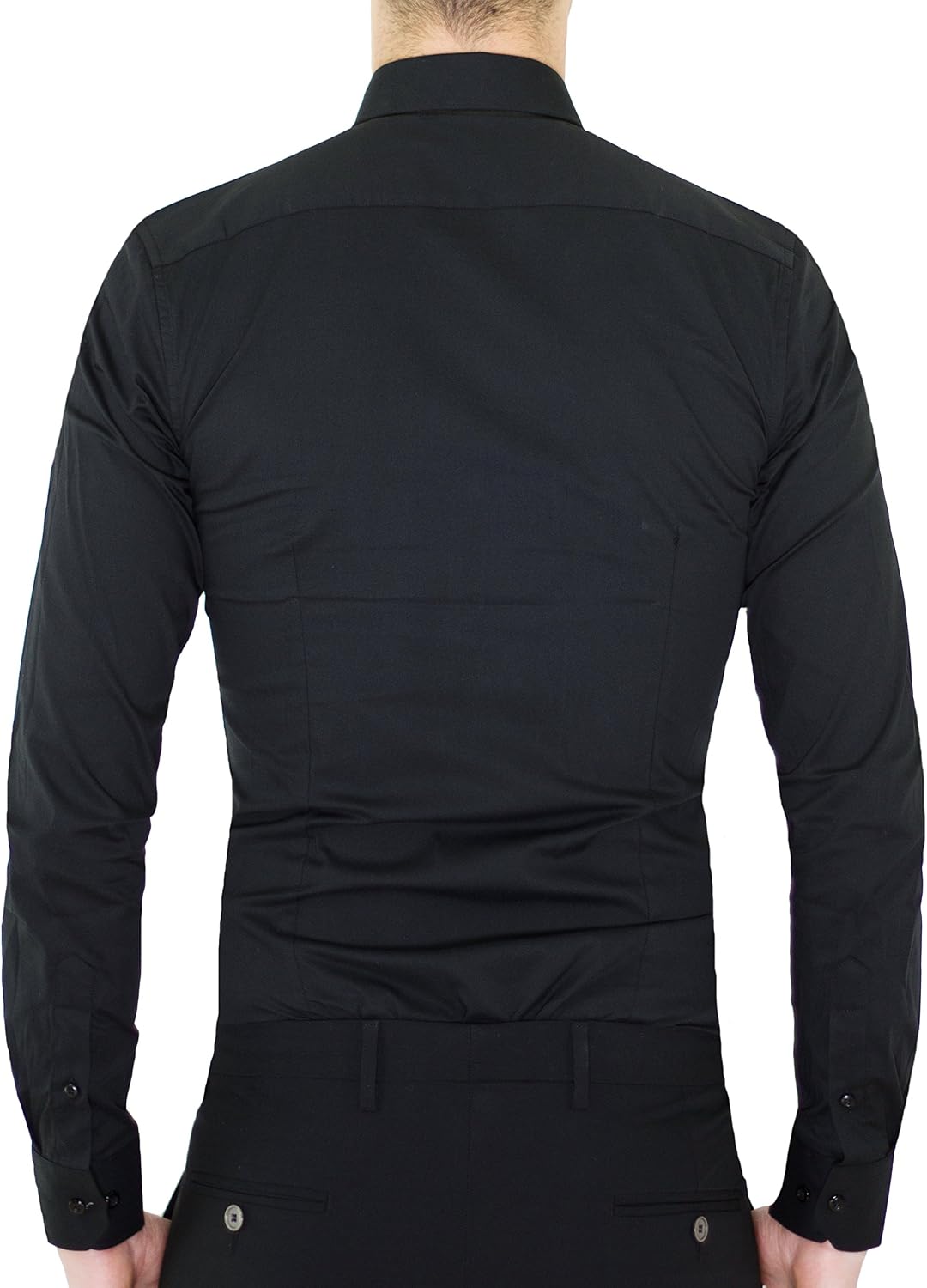 Kenneth Cole Camicia Uomo Nera a Punti 2 Tasche Tessuto Manica Corta (S06
