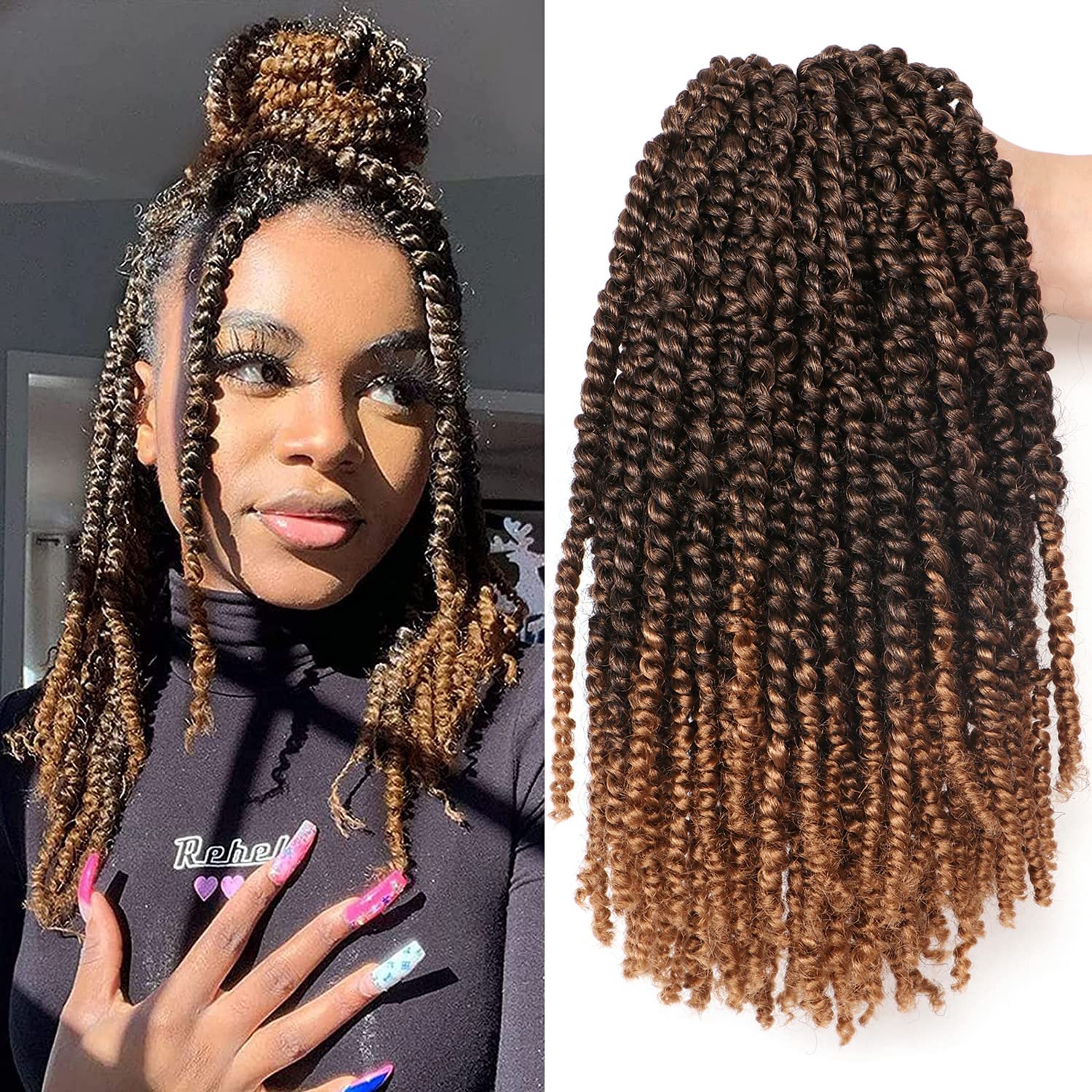 Hilos de pelo de 25,3 cm (10 pulgadas) para extensiones de cabello con trenzas africanas de cabello real (8 piezas), #T27