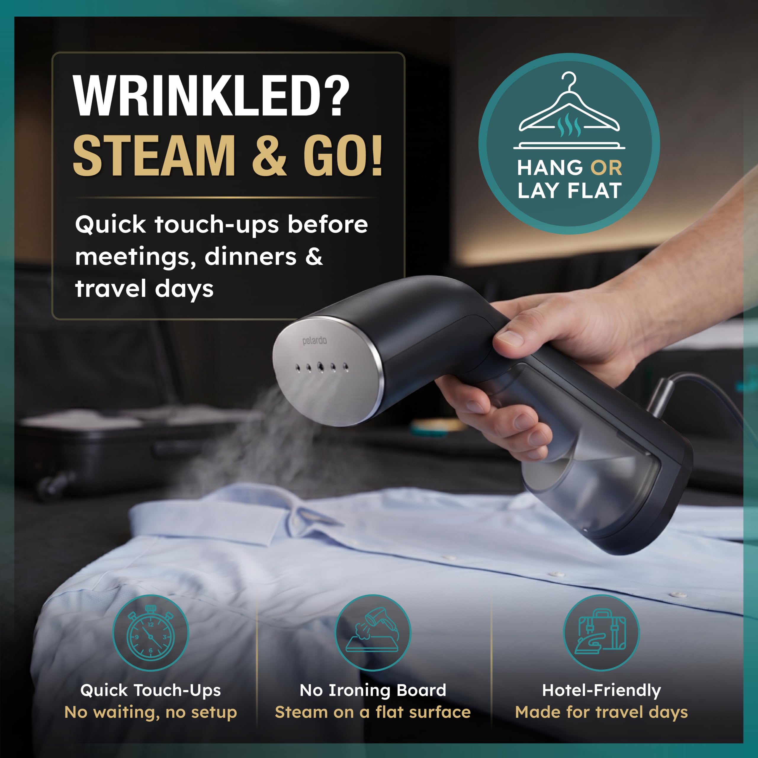 Vaporizador de viaje para ropa de doble voltaje 110-240 V, vaporizador portátil de ropa, mini vaporizador de ropa para viajes, calentamiento rápido, plancha de vapor compacta para uso mundial, hogar y