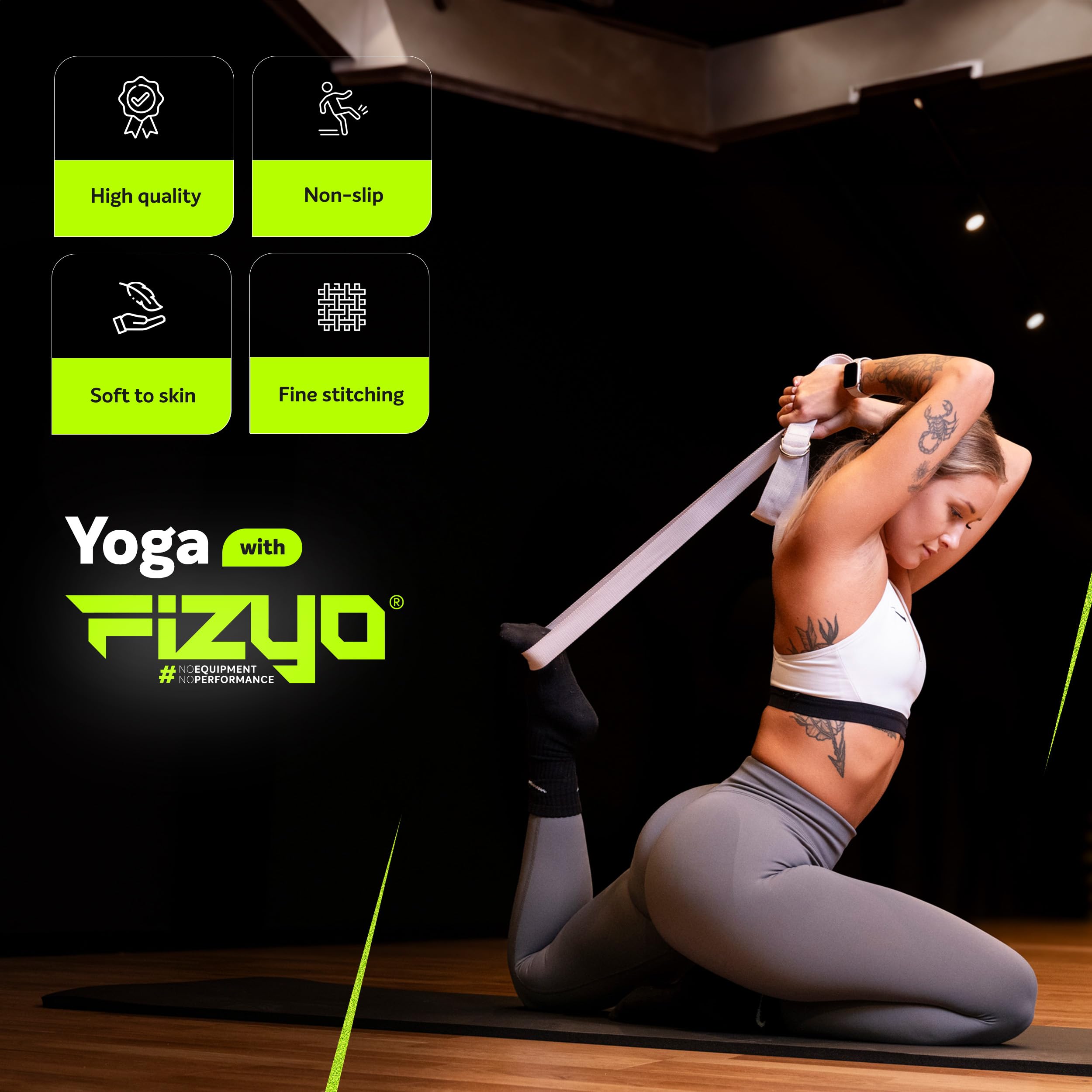 Fizyo Bawełniany Pasek do Jogi, Pilatesu, Fitnessu, Regulowany z Metalową Klamrą D, 100% Bawełny, Długi 240 cm, Idealny do Rozciągania i Trzymania Pozycji, dla Początkujących i Zaawansowanych