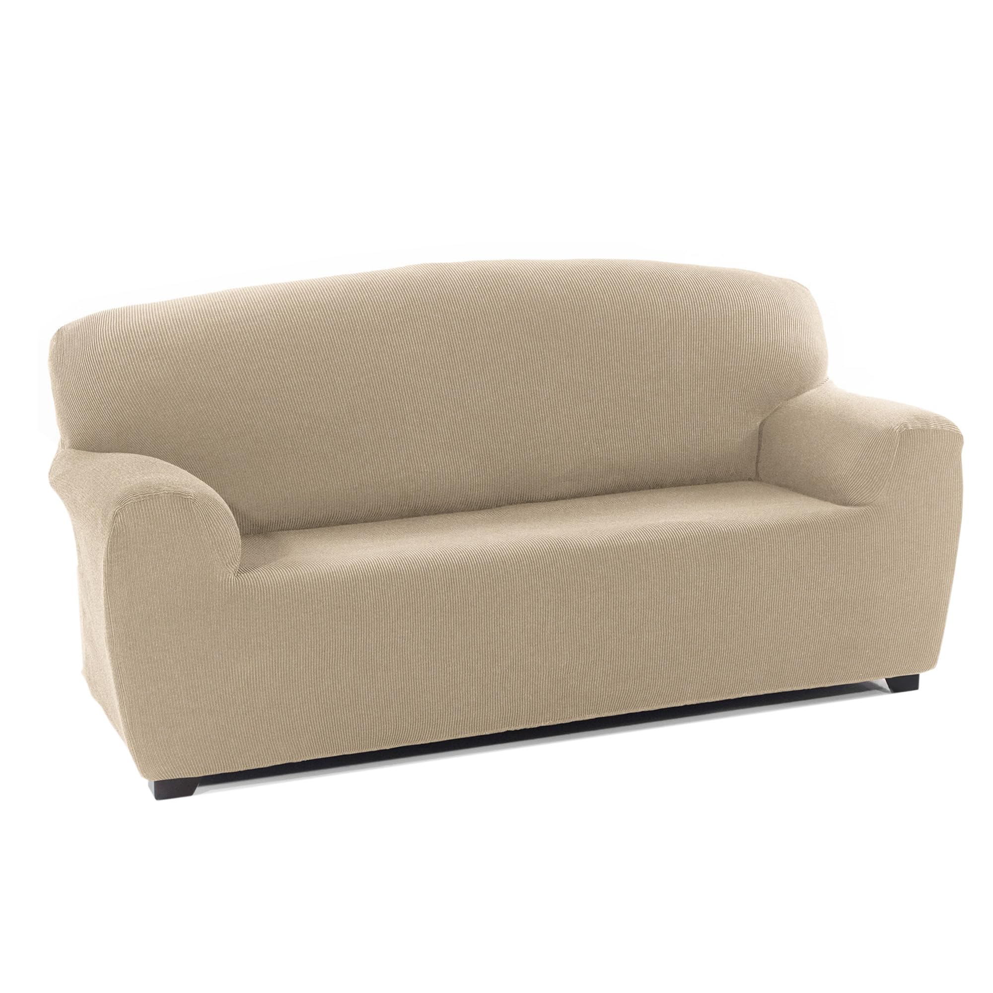 TIENDA EURASIA – Funda de Sofa | Poliéster, Algodón y Elastano | Fundas para Sofa | Transpirable | Funda Sofá Pocket Rústica | Tejido con Hilo Tintado Tacto Algodón (Beige, 4 Plazas)