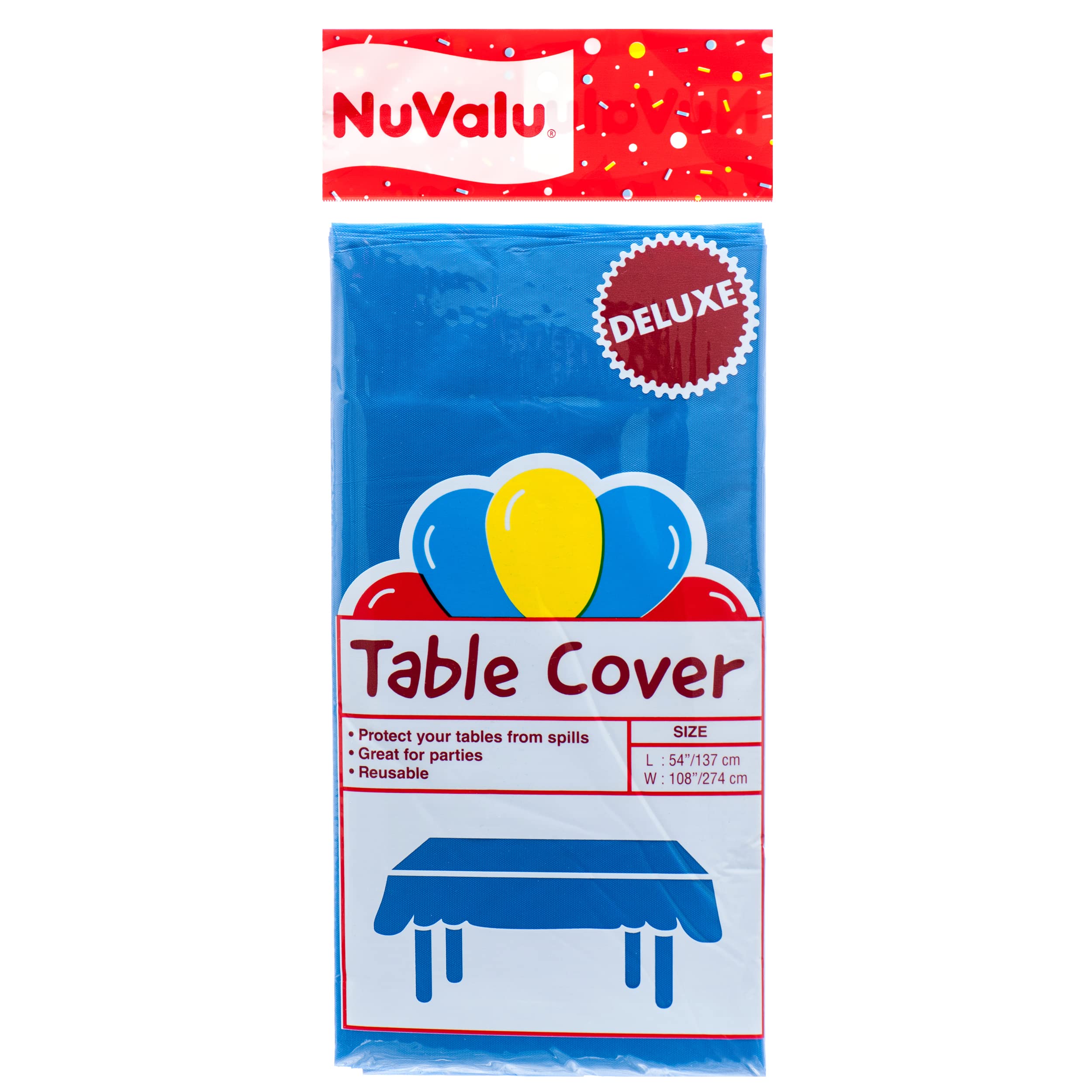 NuValuRectangular Deluxe Plastic Table Cloth 54 x 108 Heavy Duty Disposable Cover (Dark Blue 6 Pack)