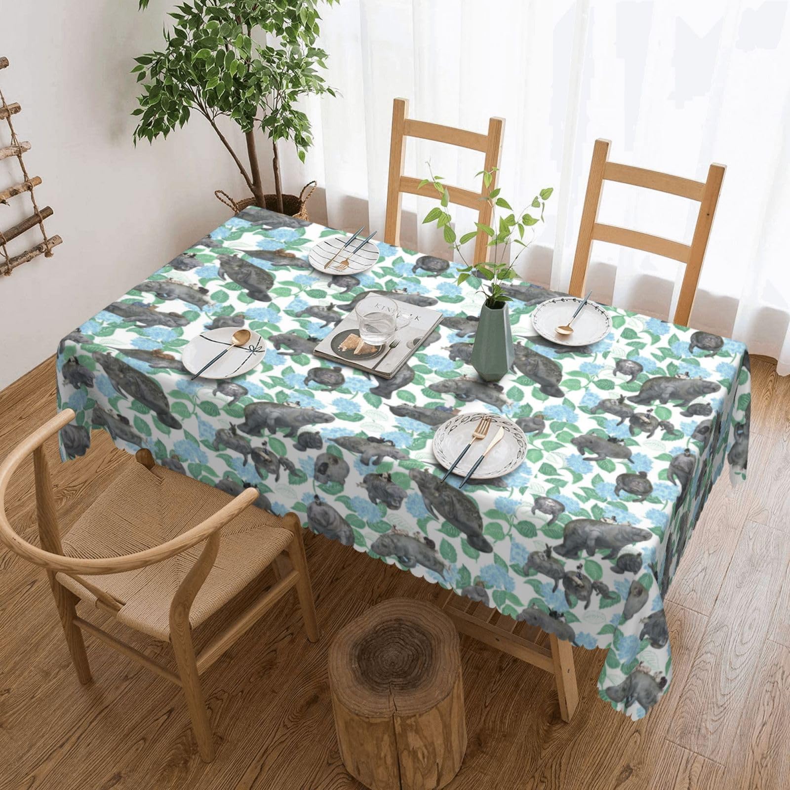 Nappe rectangulaire tissu lapins pour protéger la table des dîners