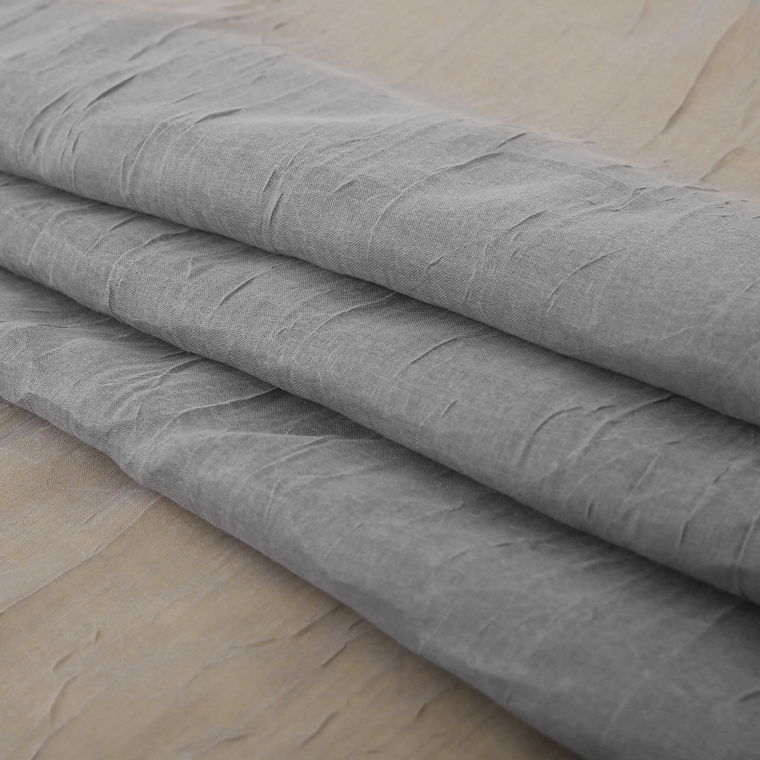 Deconovo sólido (aspecto de lino), color ondulados Sheer sintética India algodón cortina paneles 1 par, poliéster y mezcla de poliéster, Gris, 42W x 95L Inch