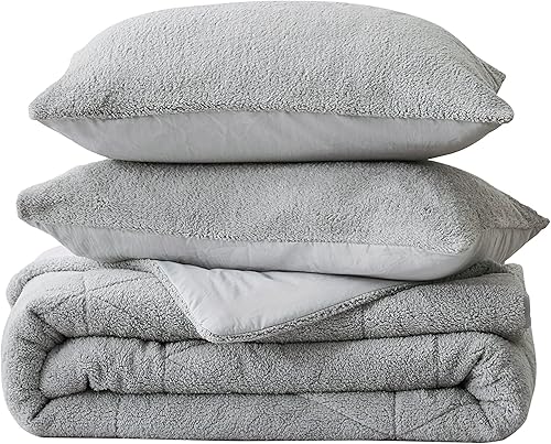 Miniatura 8 de Chezmoi Collection Zane - Juego de edredón de sherpa de 2 piezas, juego de ropa de cama reversible de microfibra lavada de doble cara, tamaño