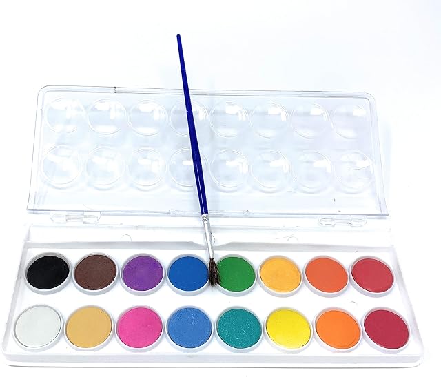 MSC  Hard 16 Watercolour Palette Paint Set - Beginners Paints Suitable for Artists Craft School Hobbies and of All Ages (16colour)