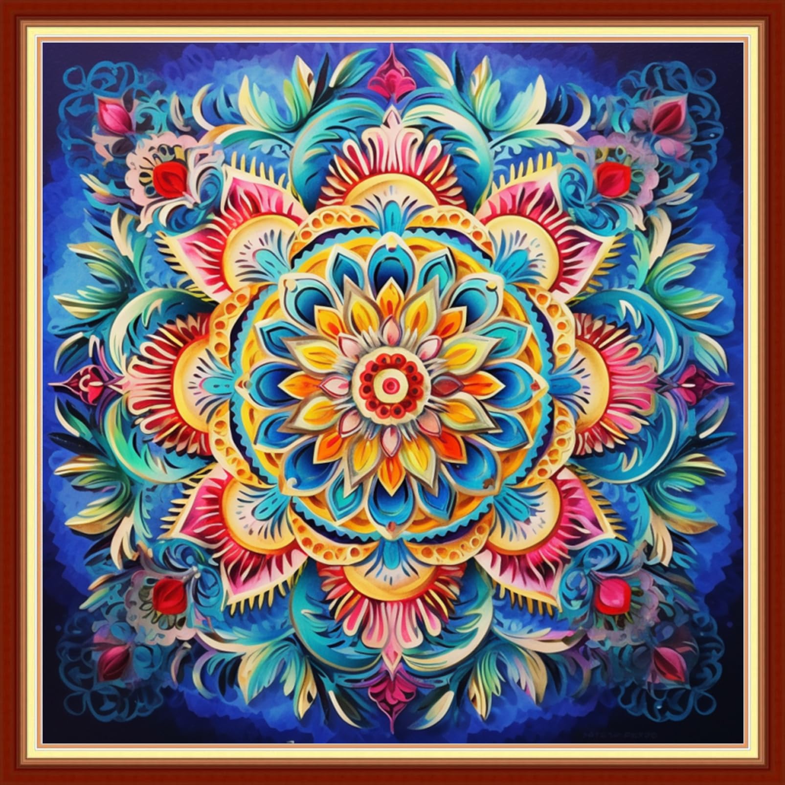 Redxing Stamped Cross Stitch Kits Full Range of Embroidery Starter Kits- Needlepoint Counted Cross Stitch Kits for Beginner Adults 11CT Printed Embroidery Kit-Magic Mandala 18x18 inch