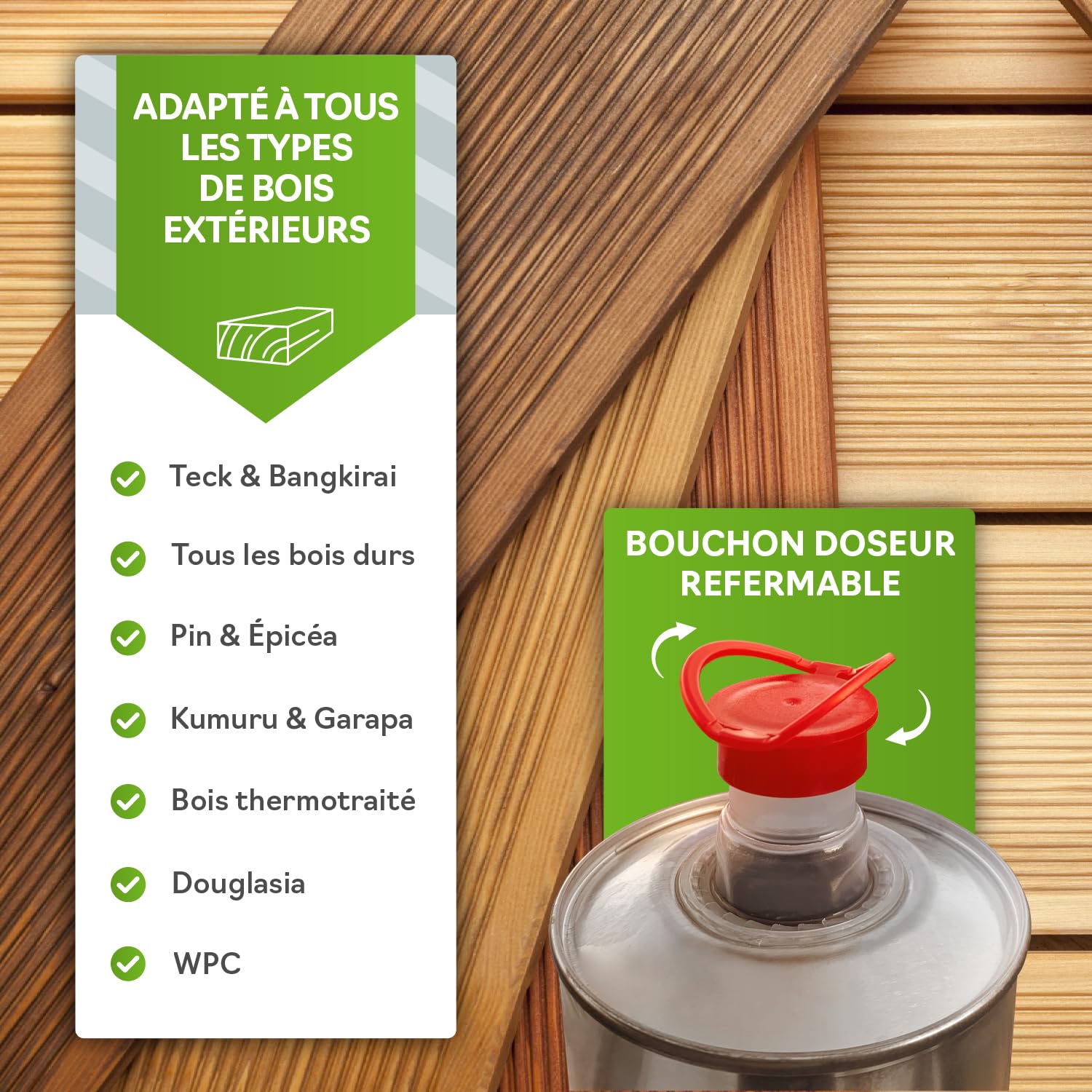Nordicare saturateur bois exterieur [1L] vernis bois exterieur incolore pour tous les bois à l'extérieur, huile de lin pour bois exterieur & teck, huile teck