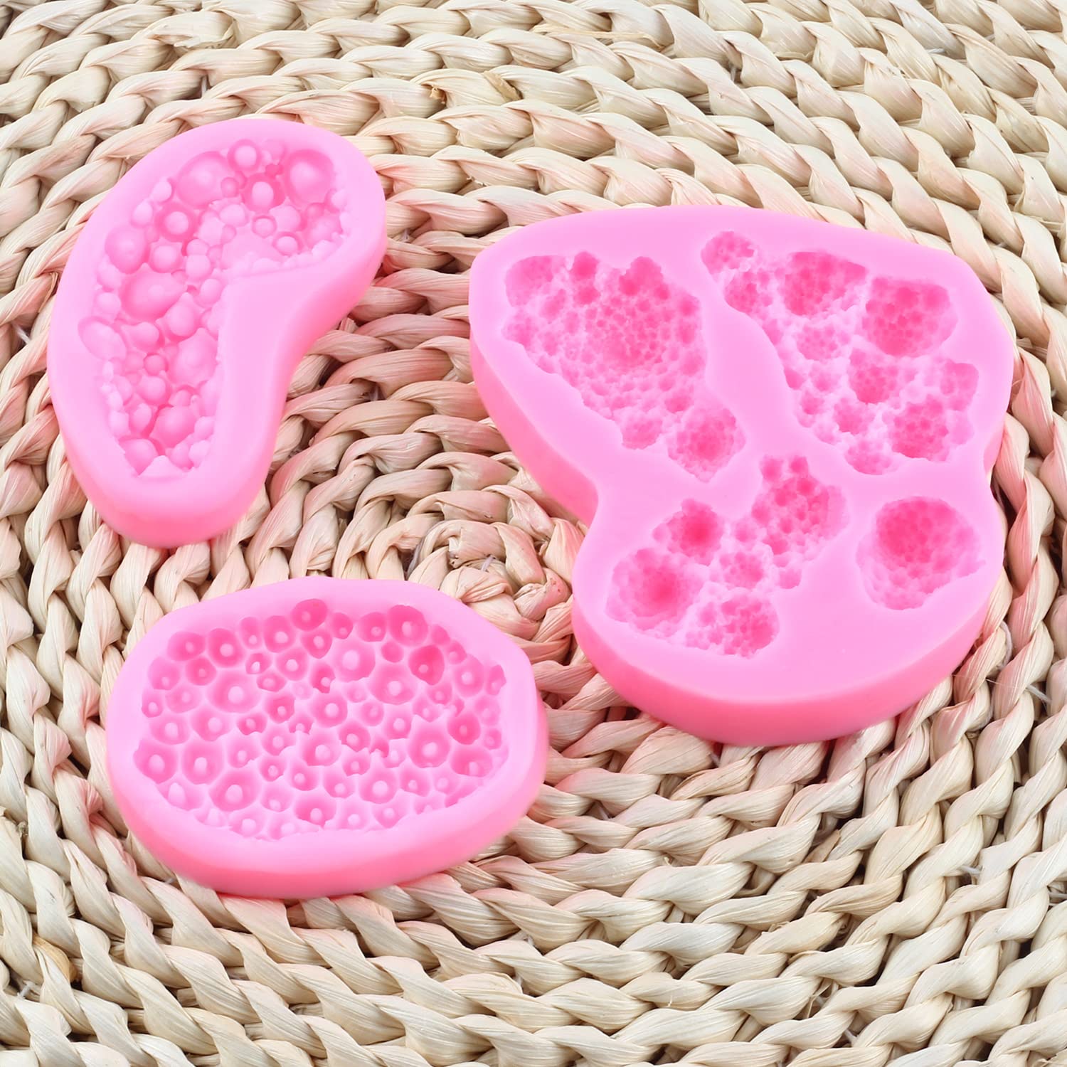 Mujiang Juego de 3 moldes de silicona para fondant de chocolate y coral marino para decoración de pasteles, hornear, caramelo, arcilla