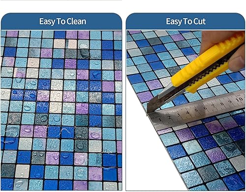 Miniatura 5 de YMMXGE Azulejos de pared de metal para despegar y pegar, azulejos de mosaico de aluminio para baño, 12 x 12 x 0.15 pulgadas (10, bronce)