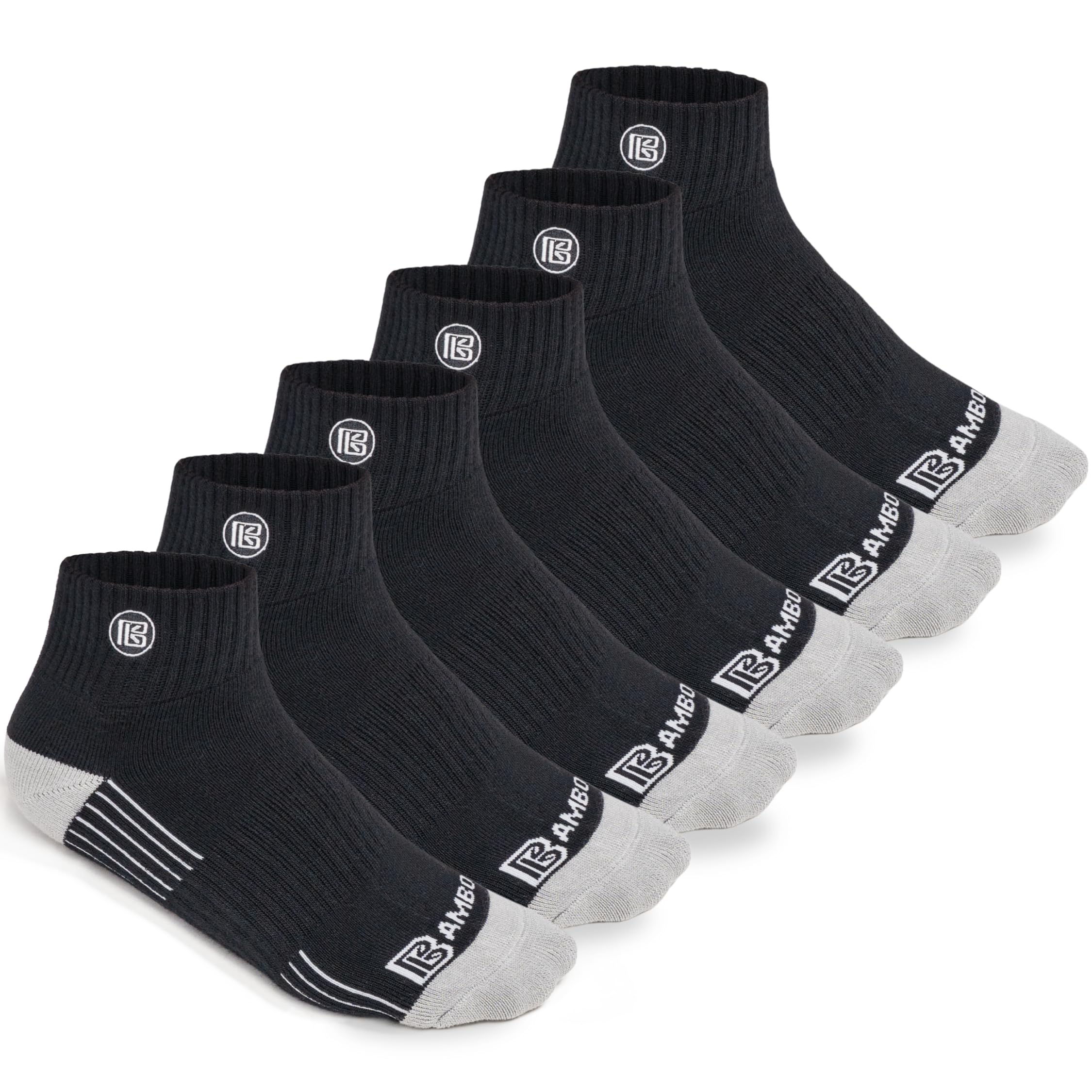 Premium Bamboo Rayon Quarter Crew Socks for Men Moisture Wicking Odor Control Cushioned Sole Breathable Work Socks