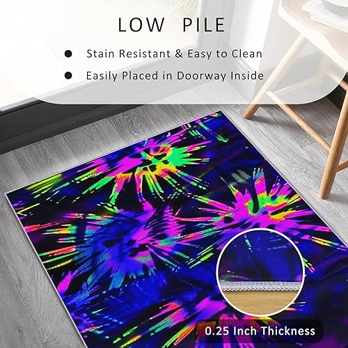 Miniatura 5 de Tie-Dye Runner Rug 3x12 - Hallway Runner Rug Neon Retro Abstract Art Pattern, Non Slip, Washable, Tie-Dye Home Decor Carpet for Kitchen, Entryway,