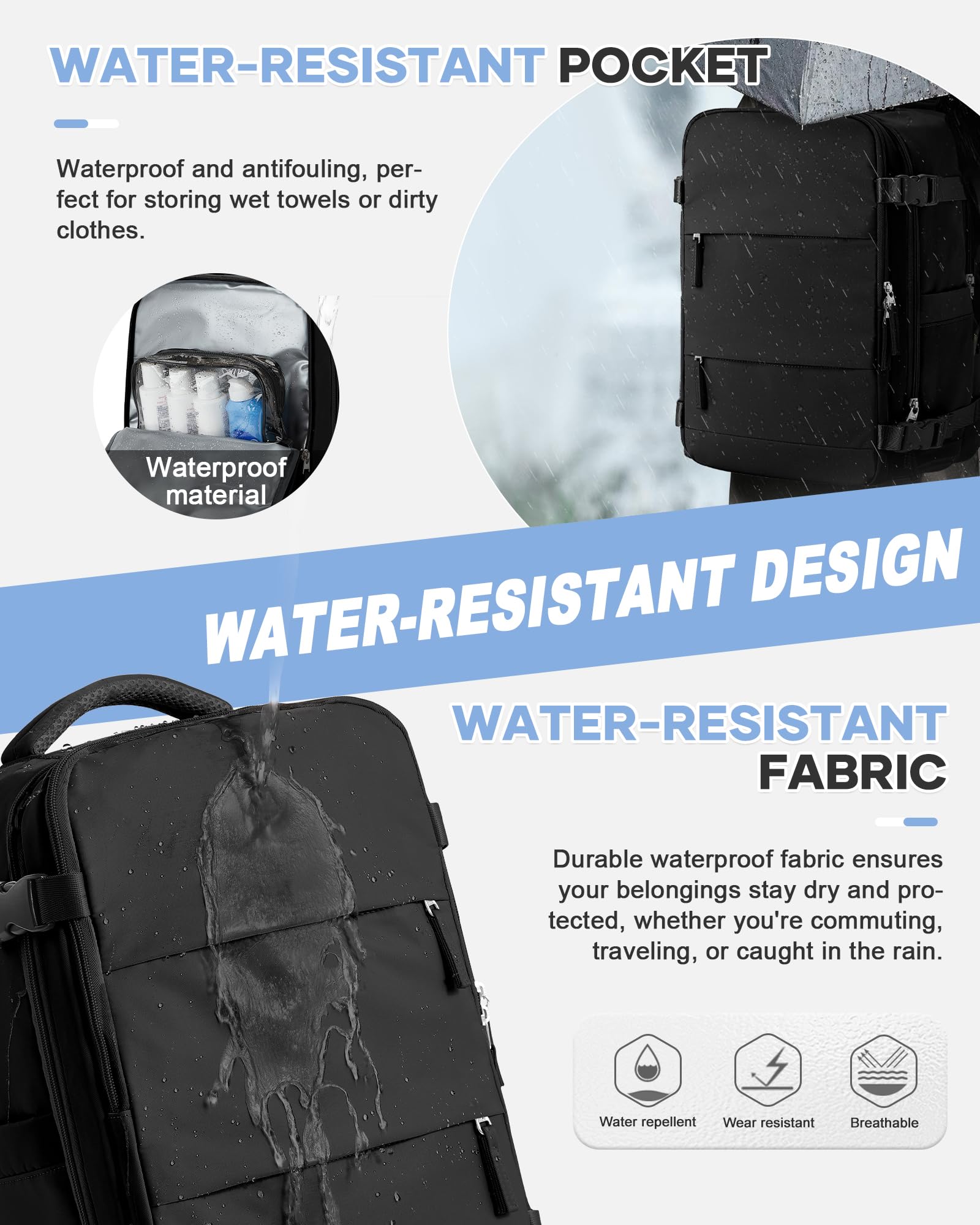 BJLFS Borse da Cabina per Ryanair 40x20x25 Zaino sottovuoto da viaggio Bagaglio a Mano con compressione sottovuoto,Zaino Easyjet 45x36x20,Zaini Casual per laptop da 14 pollici per scuola