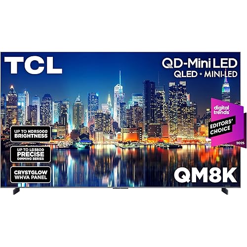 TCL 98 Inch Class QM8K Series | Mini LED QLED 4K HDR | 98QM8K, 2025 Model | 120HZ-144HZ Anti Reflective Wide Angle Screen Smart Google TV Dolby Atmos | Voice Remote Alexa Gaming Streaming Television