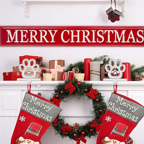 Miniatura 6 de Hooqict Juego de 4 soportes de calcetines de Navidad con diseño de pata de perro para chimenea, soportes de metal plateado, clips de calcetines de