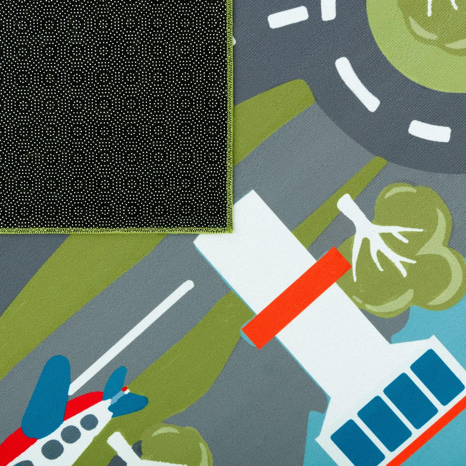 TT Home Tapis pour Enfants, Tapis de Jeu pour Chambres d'enfants, avec Motif de Rue, en Vert, Dimension:Ø 200 cm Rond