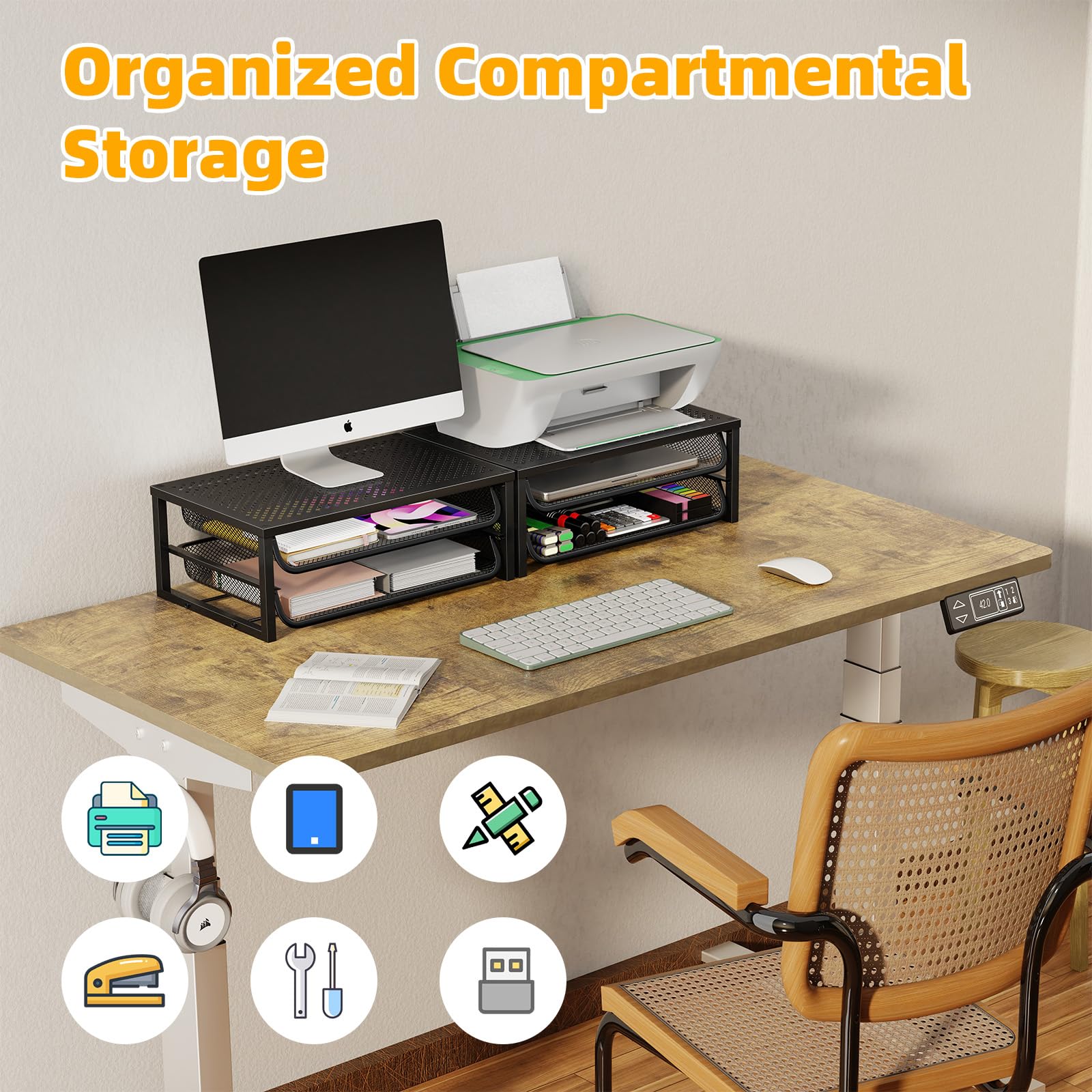 Snapklik.com : Ekisemio 2-Pack 2-Tier Monitor Stand Riser