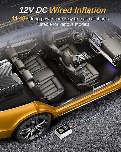 Miniatura 7 de Inflador inteligente de neumáticos de inflado rápido, compresor de aire portátil, batería recargable inalámbrica y bomba de aire automática de 12 V