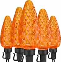 NICENESS SPOOKY（Limited）LIME x ORANGE ODEETRONIC Orange Lights, 33ft 50 LED C9 Orange Christmas