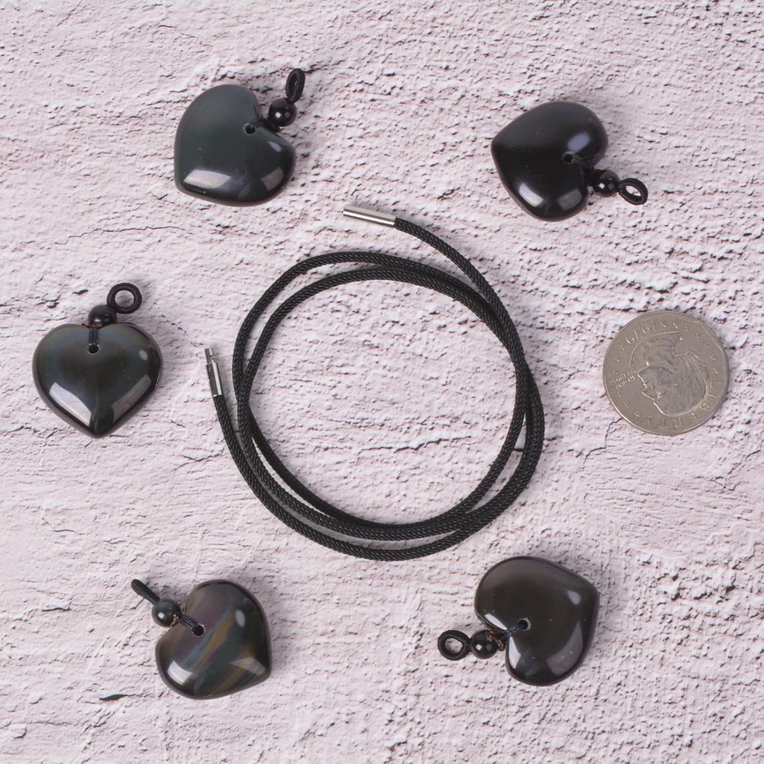 Justinstones 25mm Gemstone carved heart pendant necklace 22" - Image 3