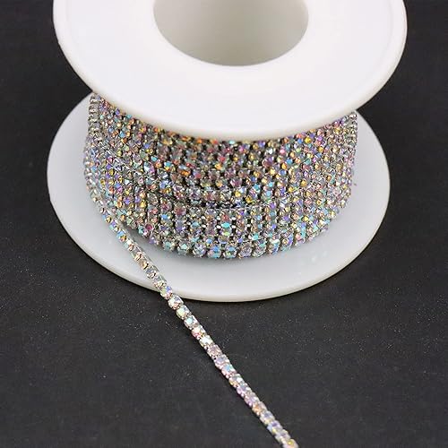 Miniatura 5 de Jerler 10 yardas de diamantes de imitación de cristal SS6.50.079 in, cadena de cierre AB para manualidades de costura, ideal para bodas, fiestas,