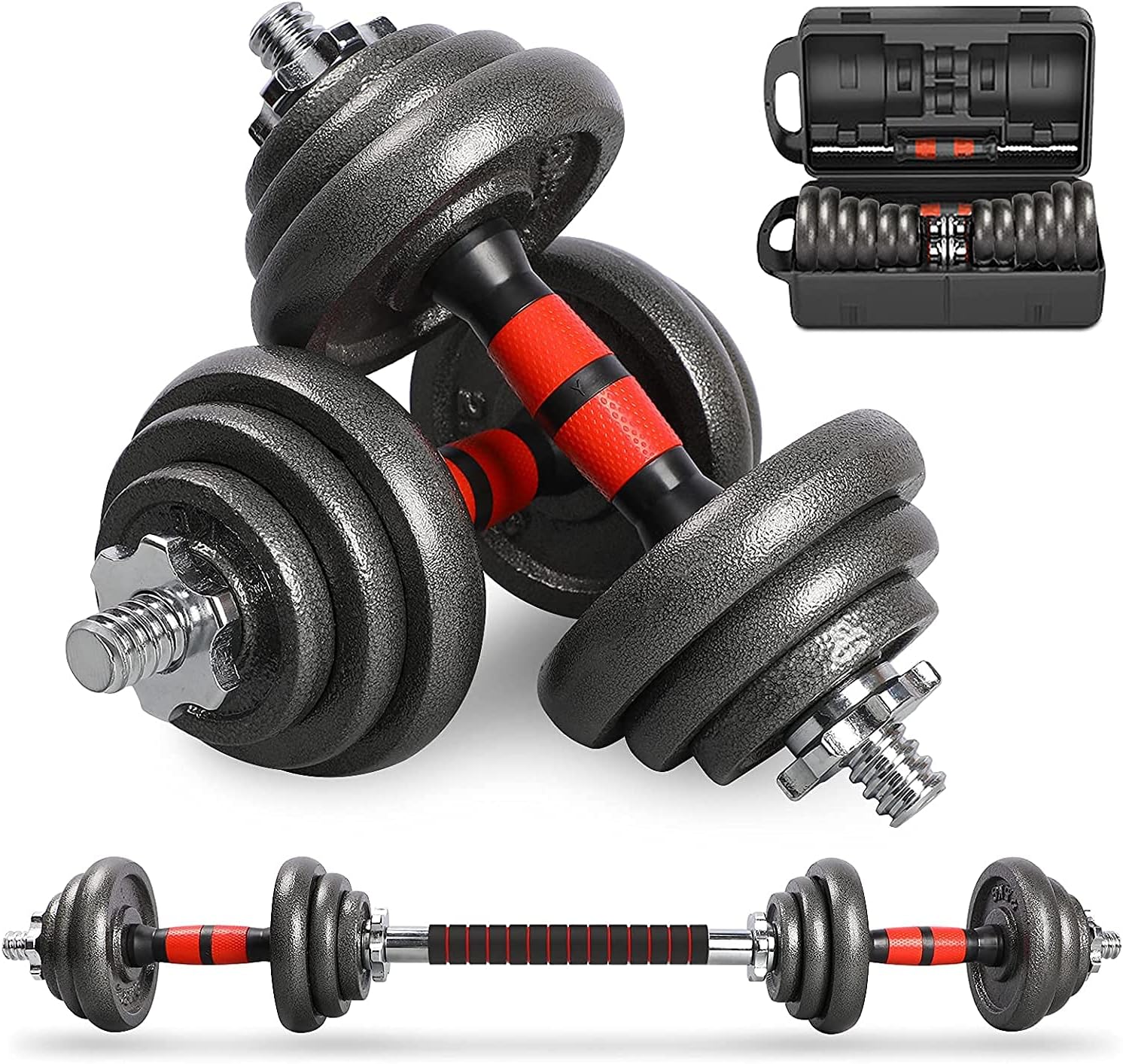 LEADNOVO Cast Iron Adjustable Dumbbells Set Hand Weight with Solid