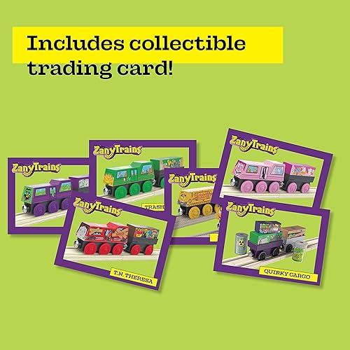 Vista 7 de Paquete de carga de tren de madera de 7 piezas, compatible con todos los juegos de ferrocarriles de madera, Zany Trains Series 1, Quirky Cargo