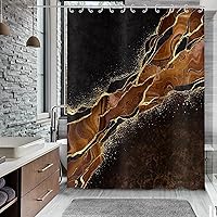 Vista 30 de Cortina de ducha con diseño de mármol verde, verde azulado y blanco degradado, moderna, abstracta, de lujo, ondas, decoración del hogar, tela