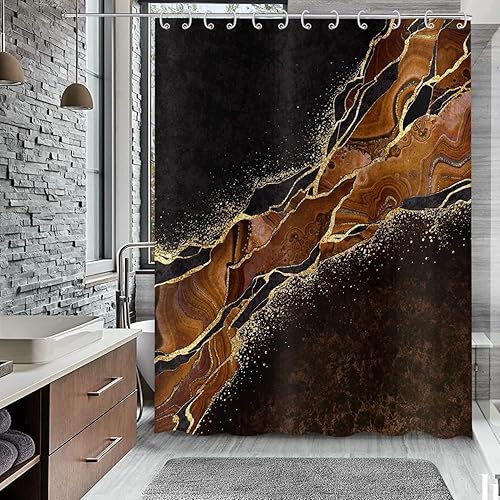 Miniatura 30 de Cortina de ducha con diseño de mármol verde, verde azulado y blanco degradado, moderna, abstracta, de lujo, ondas, decoración del hogar, tela