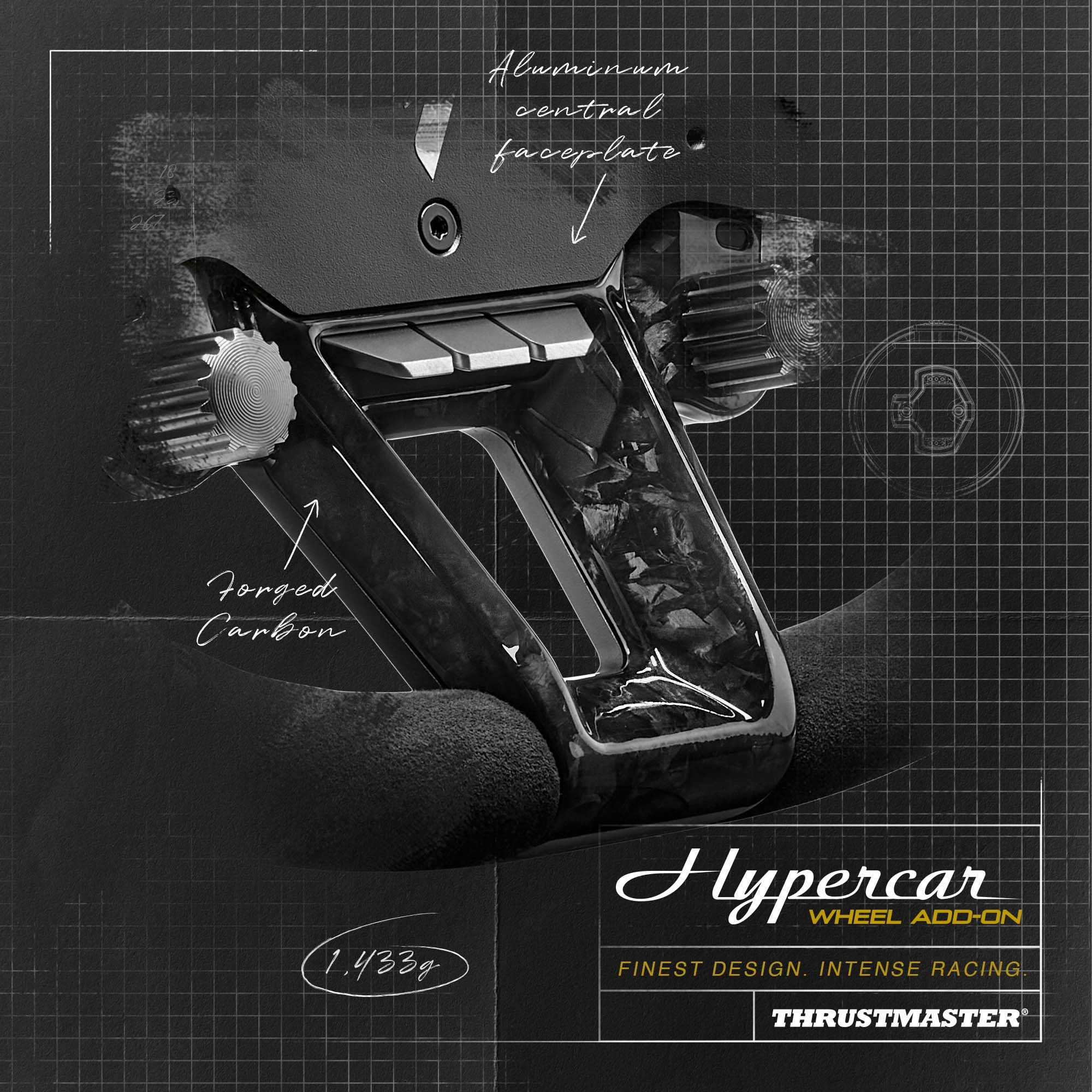 Thrustmaster Hypercar Wheel Add-On - Aro de Volante Premium (Cuero Auténtico y Carbono, Diseño Ovalado, Levas Magnéticas, Compatible con PS5, Xbox y PC) Licencia Oficial