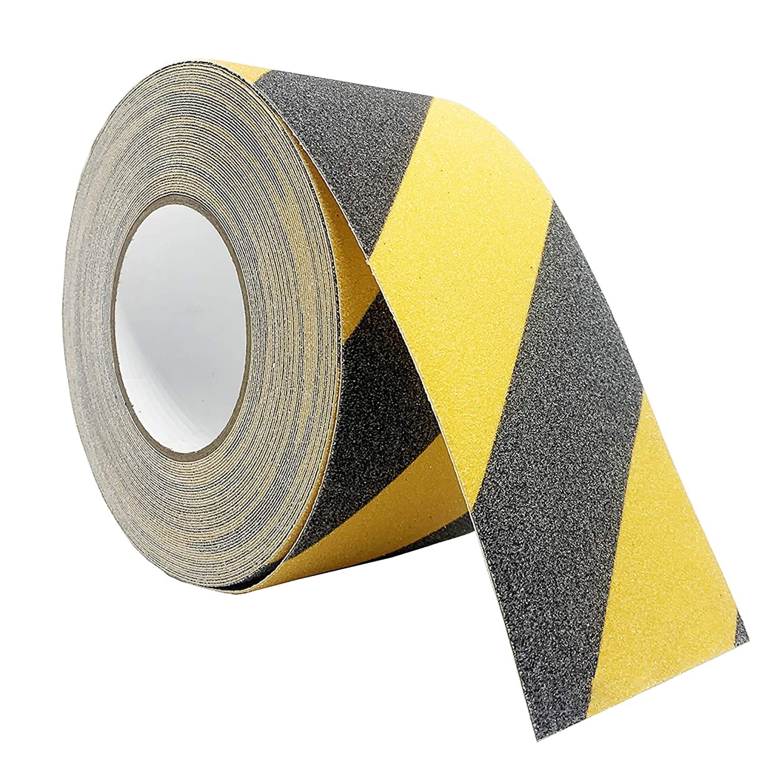 Breewell® Anti Slip Safety Grip Tape 4inx5Miter Non Skid Tread Safety Tape with High Traction Grit Yellow & Black Marking Self-Adhesive Tape Hazard Caution Warning Tape for Stairs Steps Deck pack of 01