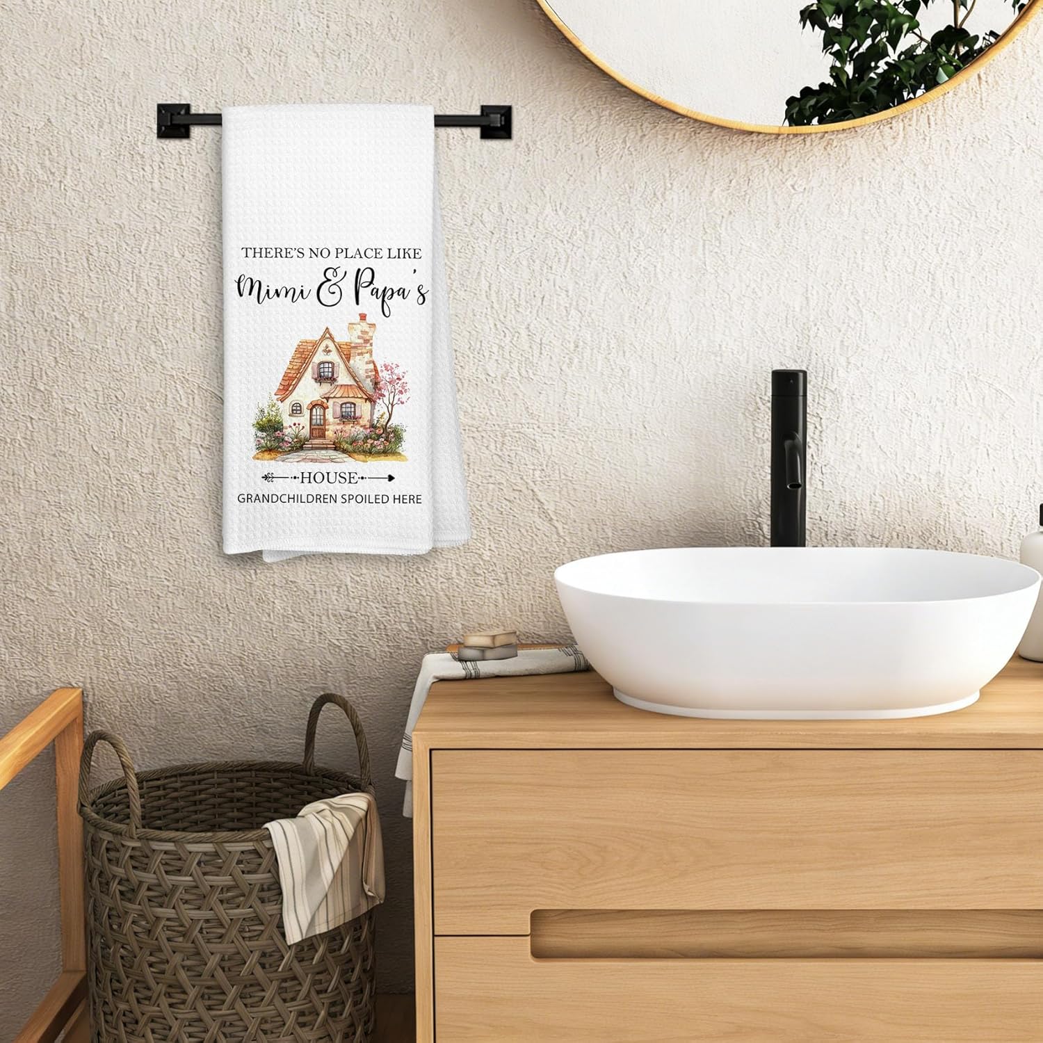 Mimi and Papa Gifts Kitchen Towels, Best Grandparents Gifts Hand Towel for Bathroom Kitchen Decor, Grandparents Grandma and Grandpa Gift from Grandkids Dishcloth Dish Tea Towels, 16x24 Inches - Image 5