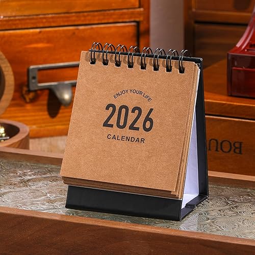 Miniatura 45 de Mini calendario de escritorio 2025-2026 – Úselo ahora hasta diciembre de 2026, calendario de escritorio pequeño, mini calendario diario, papel rosado