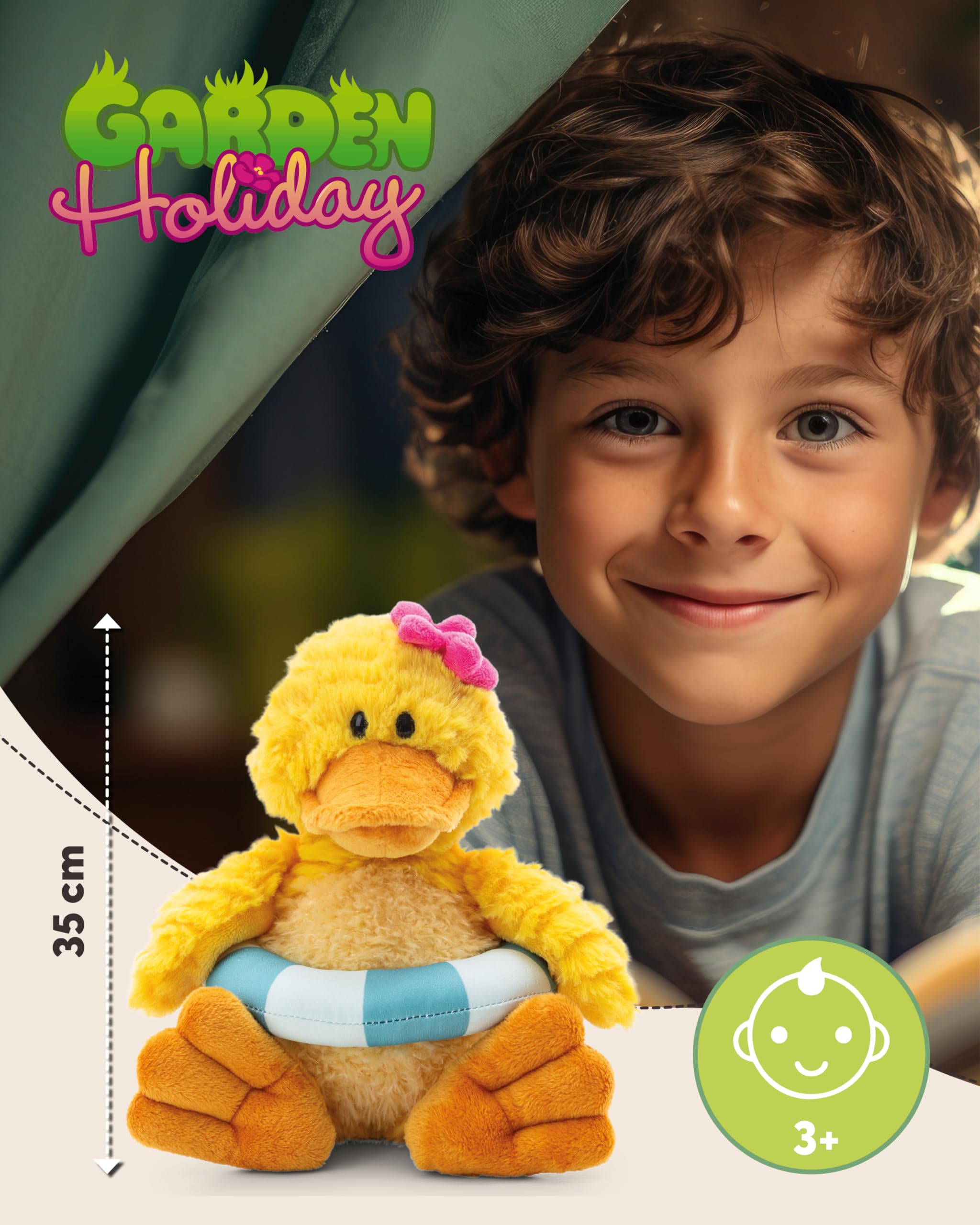 NICI Pooline Morbida paperella di peluche, con salvagente, per coccole e giochi, per bambini e adulti, fantastica idea regalo, 35 cm, giallo - 62898 - 2
