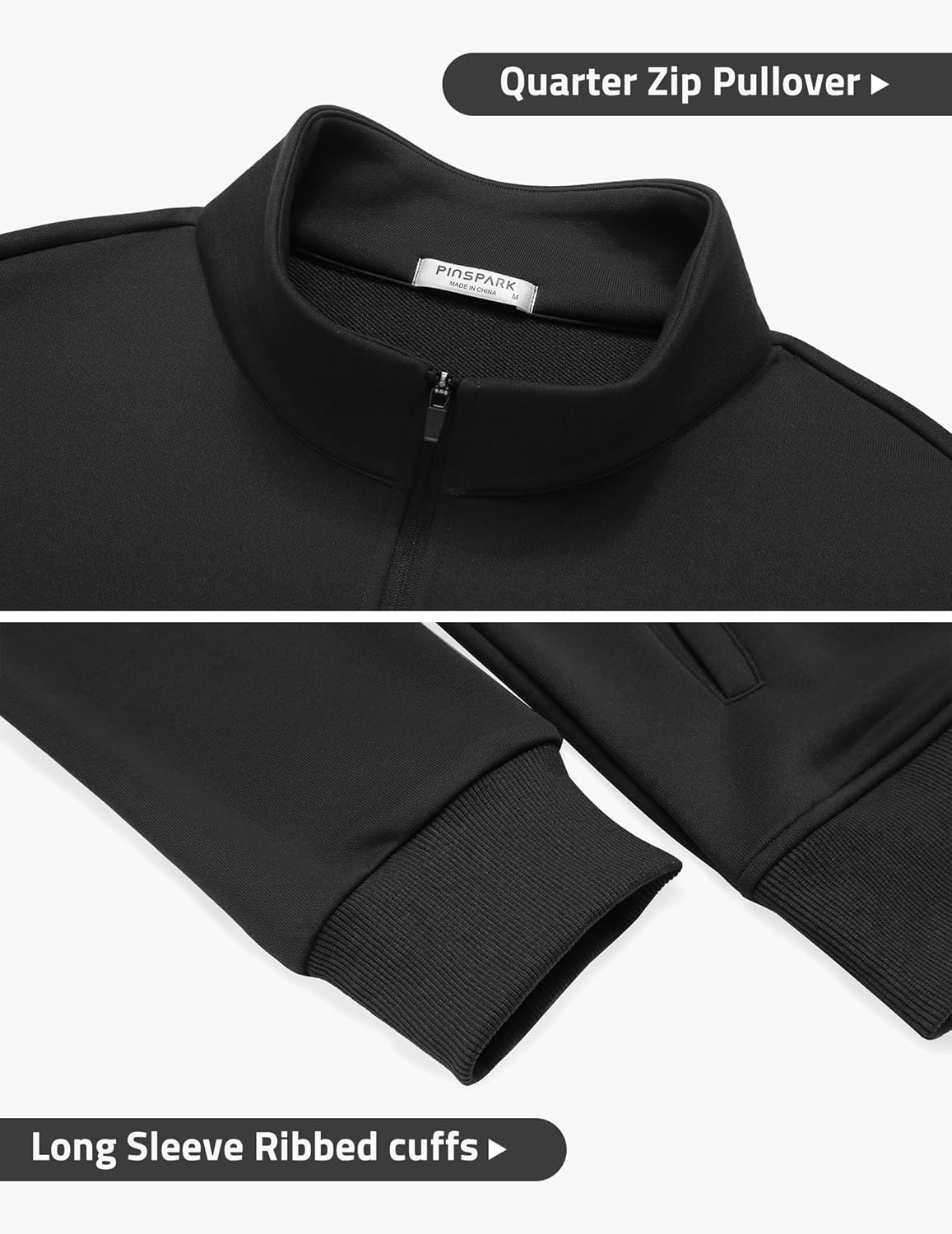 PINSPARK Mens Quarter Zip Pullover Long Sleeve Mock Neck Sweatshirts with Pockets Thermal Midweight Polo Shirt Relaxed Fit - Image 5