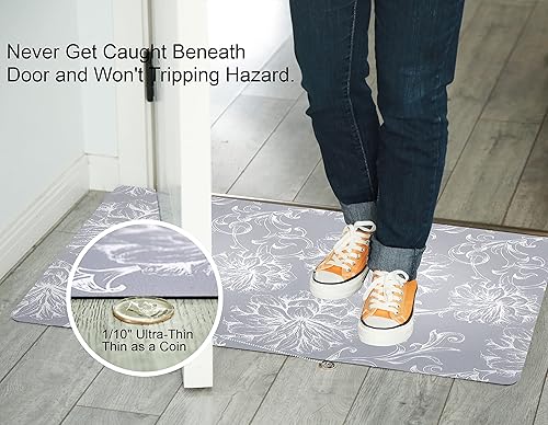 Miniatura 3 de Tapete ultradelgado de 1/10 pulgadas, extra grande, de 3 x 5 pies y 24 x 35 pulgadas, para puerta delantera, entrada interior, alfombra para entrada