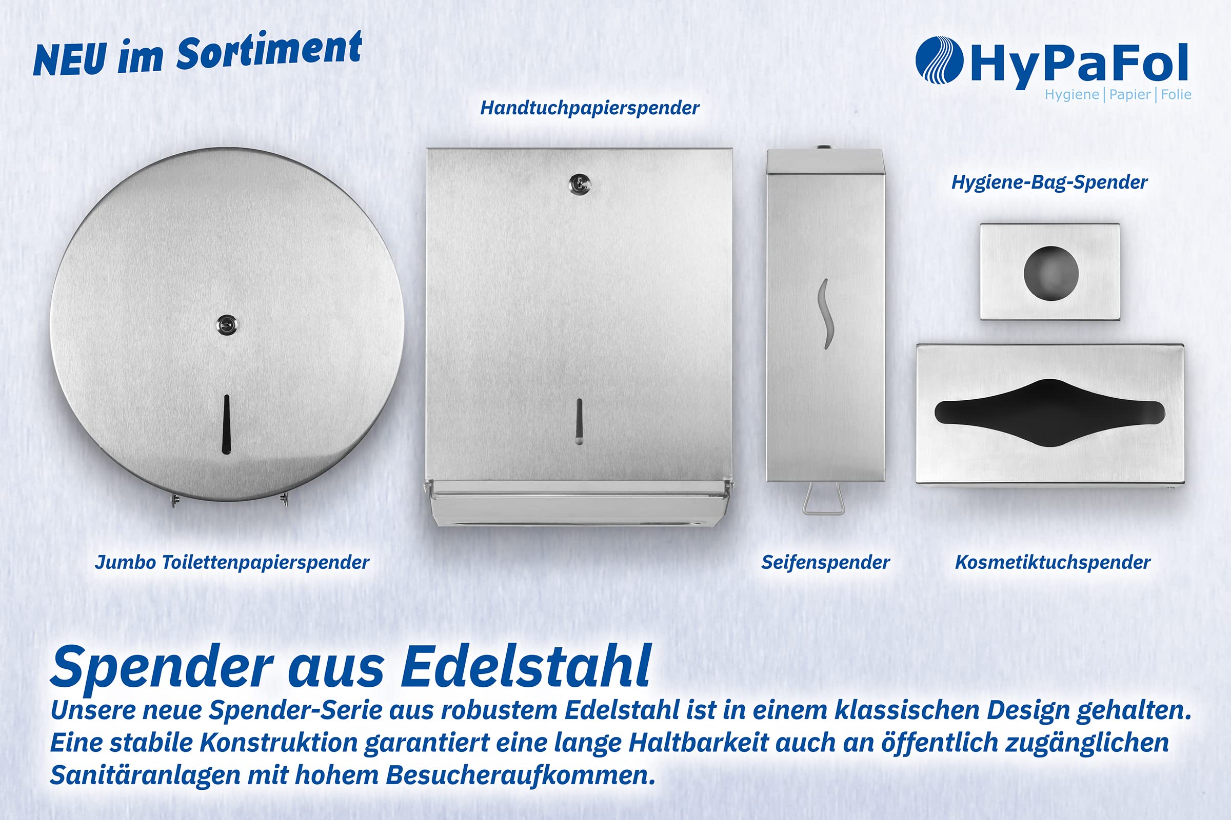 Hypafol Seifenspender aus Edelstahl | 1.000 ml | robuster und Stabiler Flüssigseifen-Spender | modernes, minimalistisches Design