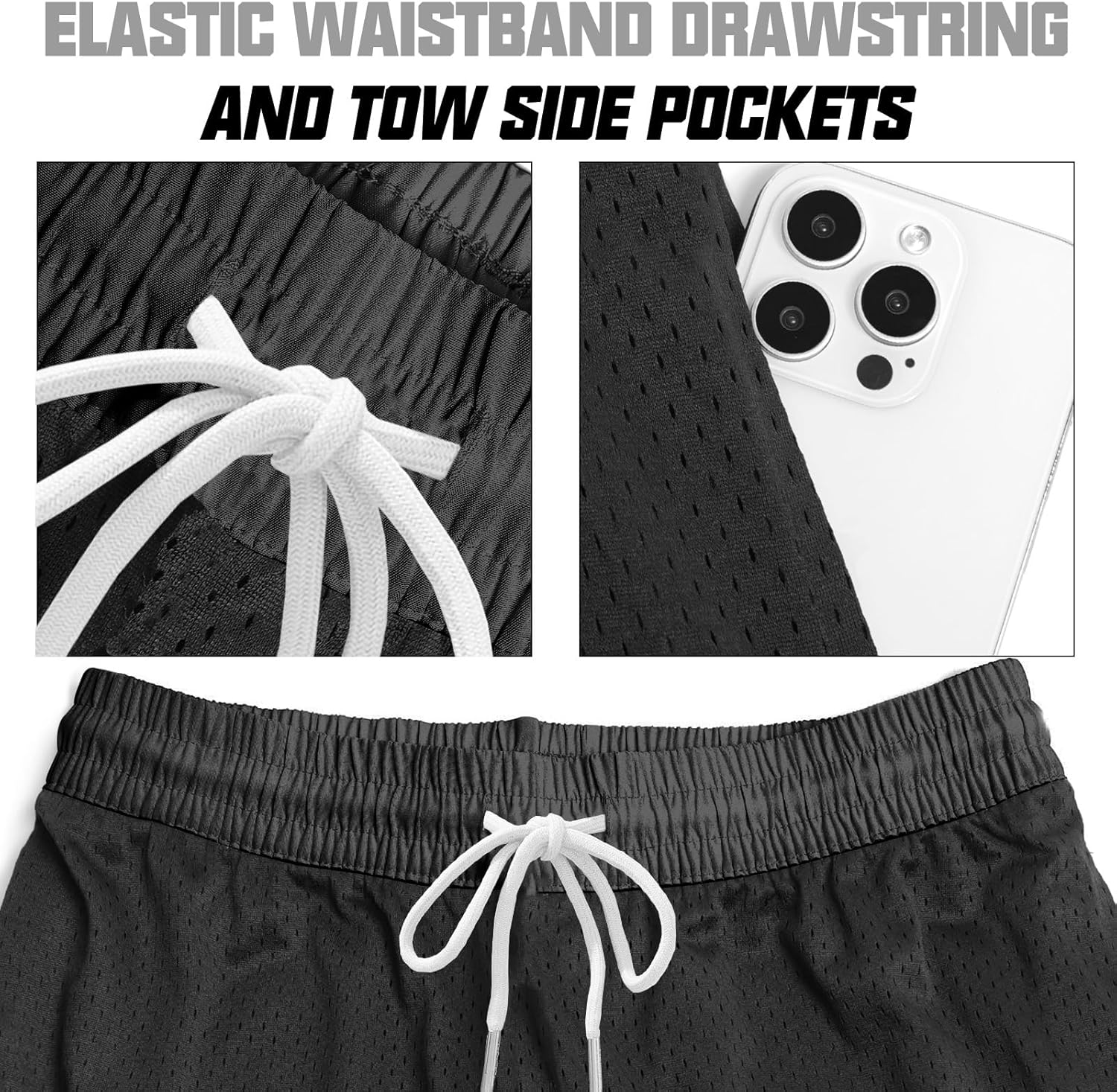 AIMPACT 7" Mens Mesh Shorts Athletic Basketball Shorts Double Layer Gym Workout Shorts with Pocket Drawstring - Image 3