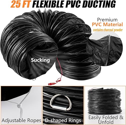 Miniatura 7 de Ventilador a prueba de explosiones de 12 pulgadas, ventilador a prueba de explosiones 550W, 2719 CFM ventilador de alta velocidad con manguera de