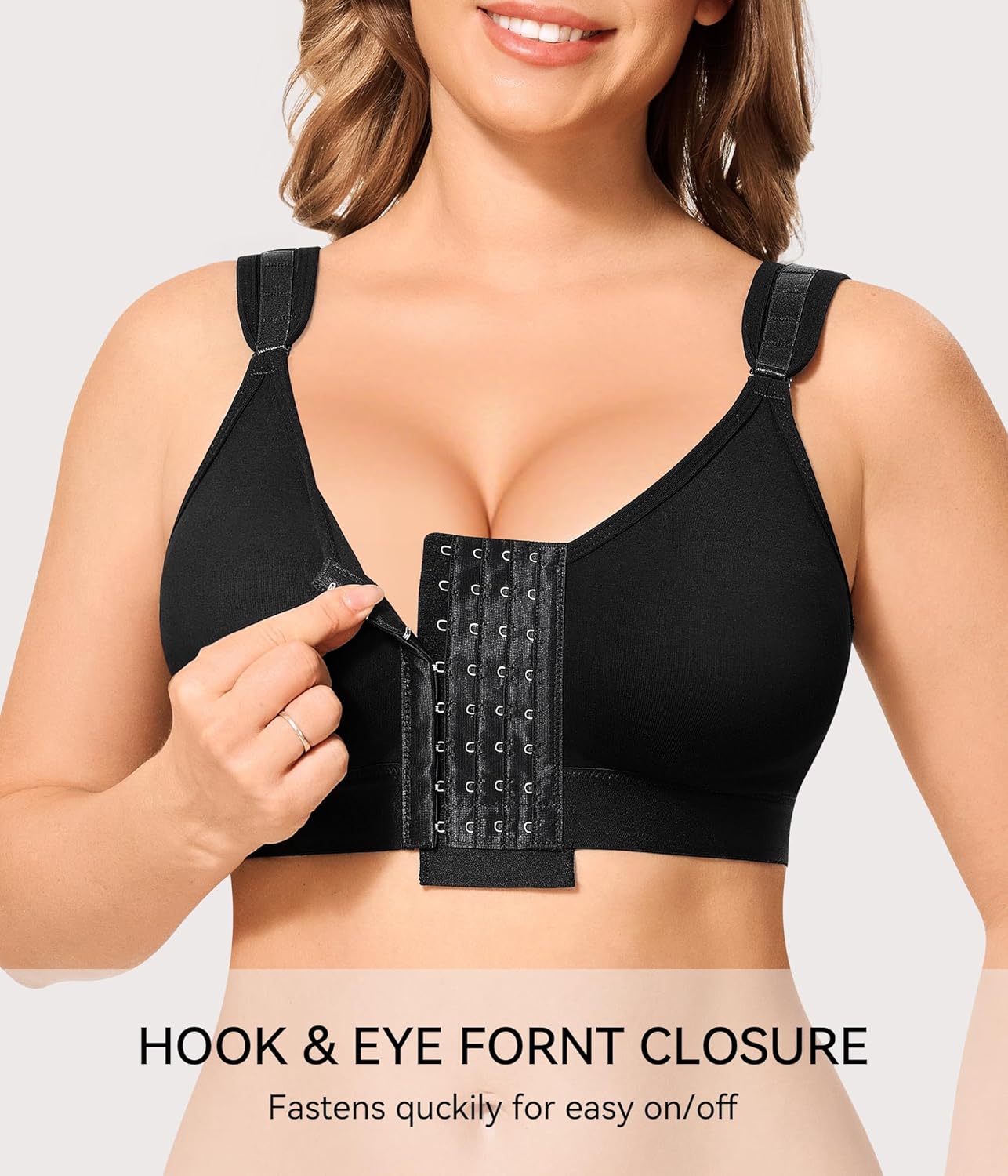 LANCS Women's Front Closure Compression Bra – Post-Surgery Mastectomy Support with Adjustable Straps & Wireless Comfort - Image 3