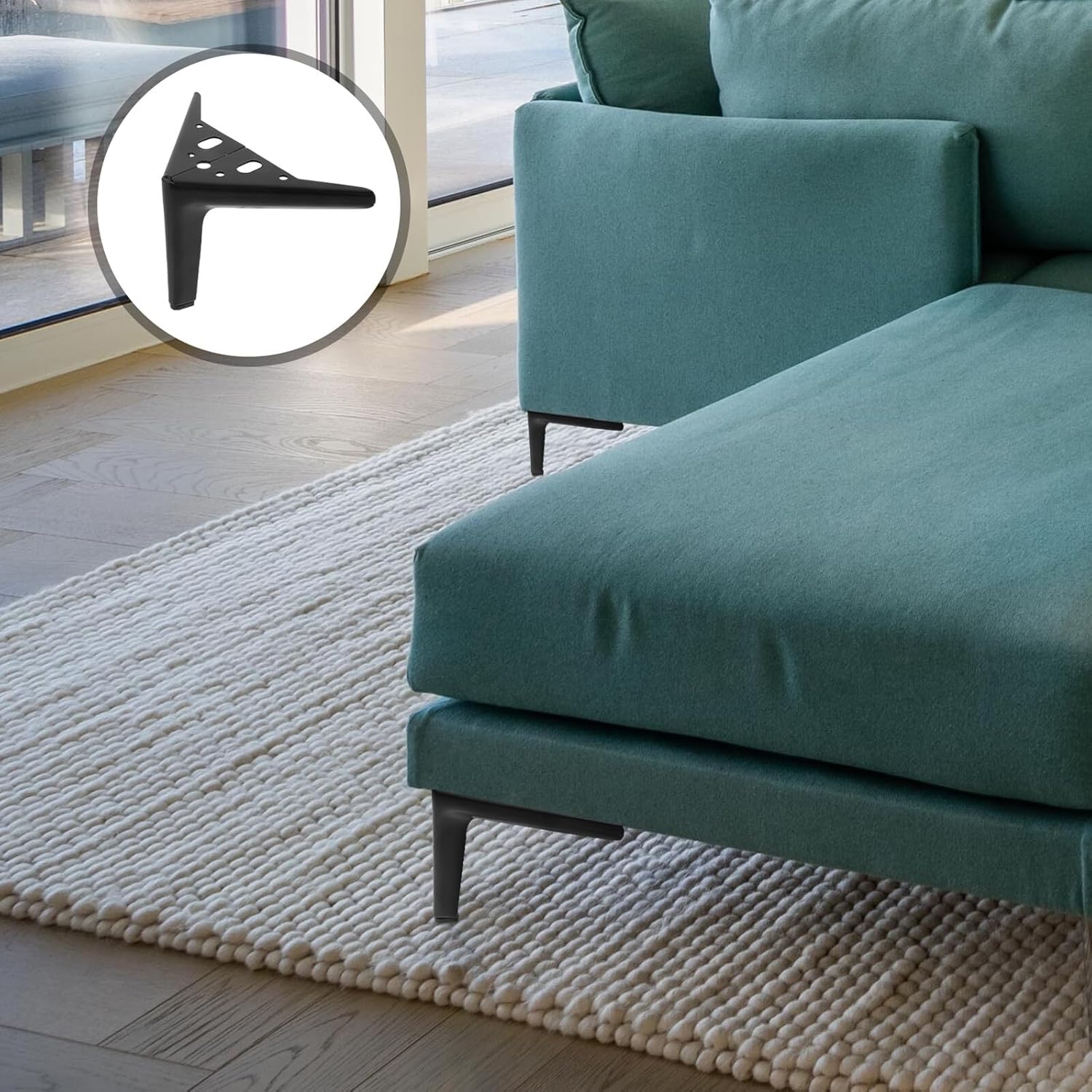 PRETYZOOM 4pcs Metal Furniture Legs Sofa Legs Replacement 12cm Matte Black Heavy-Duty Support Feet for Sofa Table Dresser and Bed Frame