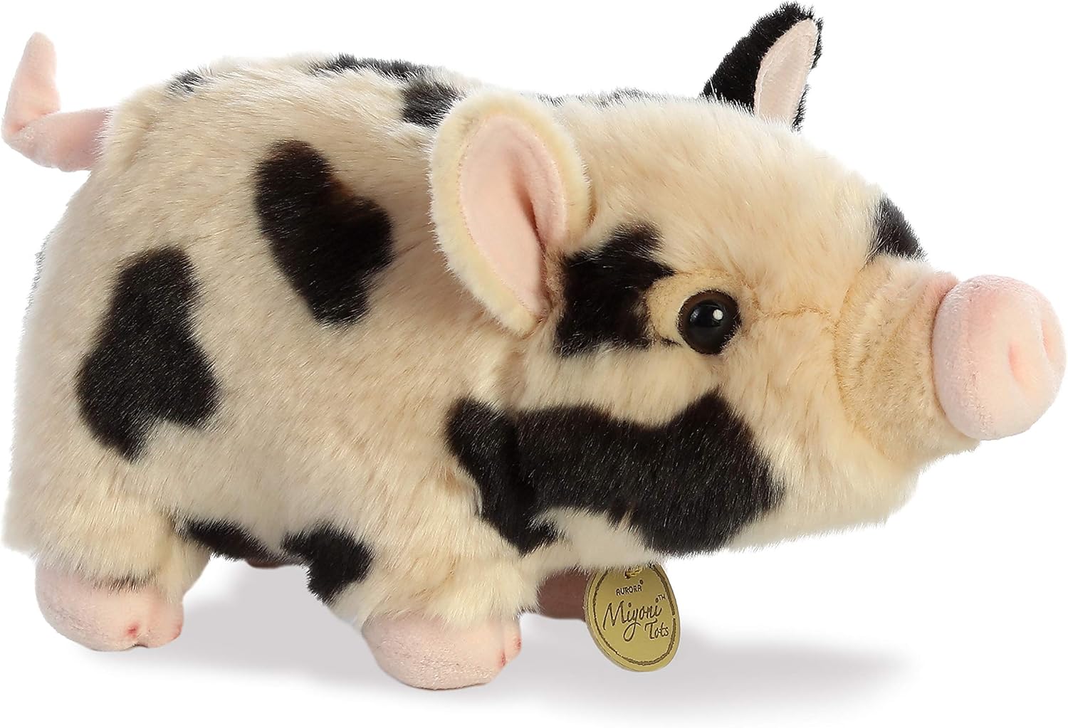 Aurora® Adorable Miyoni® Tots Pot-Bellied Piglet Spotted Stuffed Animal - Lifelike Detail - Cherished Companionship - Pink 11 Inches