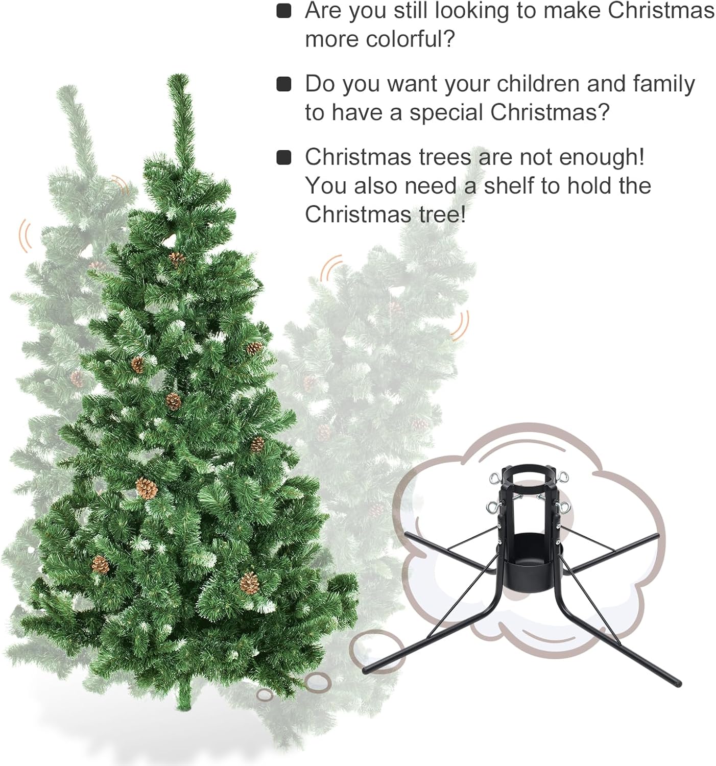 DIIG Christmas Tree Stand, Detachable Christmas Tree Bracket Suitable for Trunks of 1.5 to 4.3 Inches, Suitablefor Pine SprucePoplarof 4-10 Feet