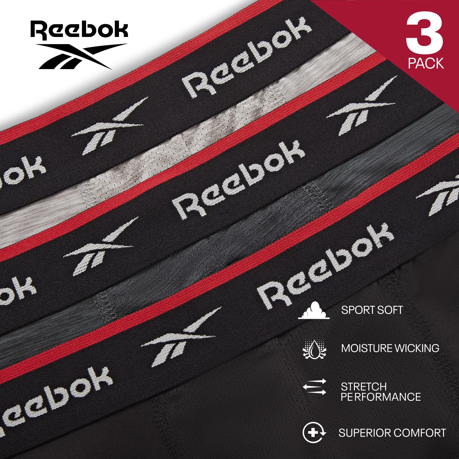 Reebok Redgrave bokserki (opakowanie 3) męskie