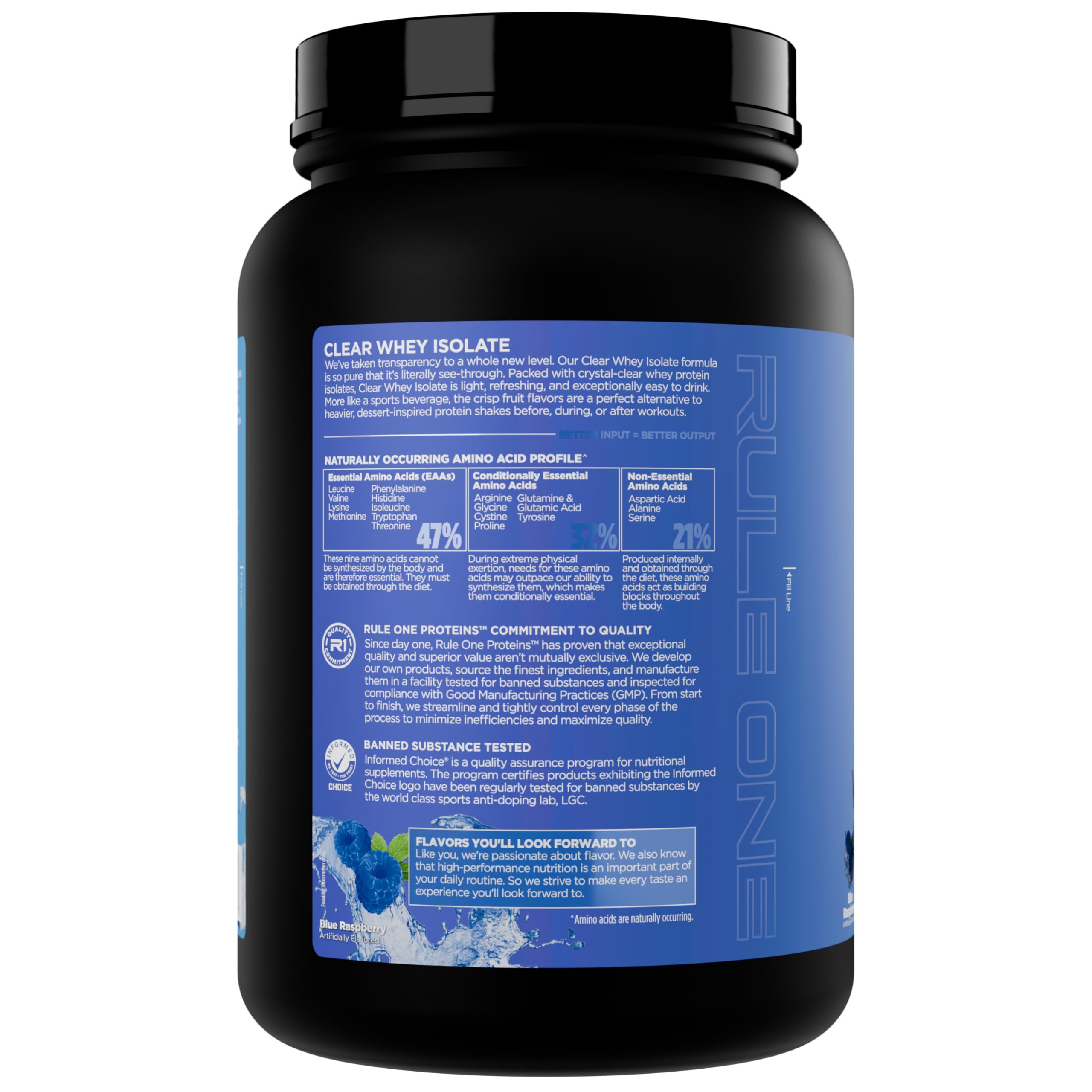 Rule1 R1 Clear Isolate (689g) Blue Raspberry - Eiweiße - Klares Protein
